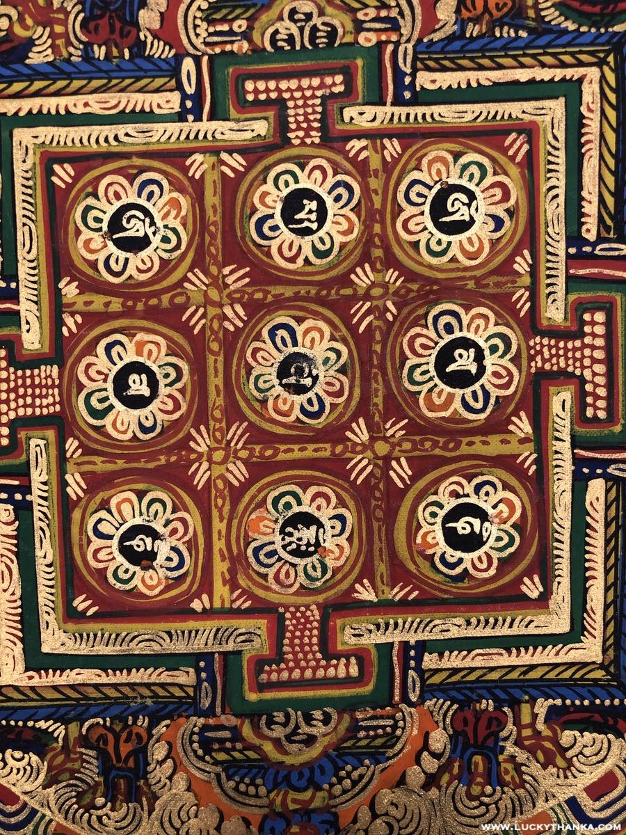 OM AH HUM Thangka for Mindfulness Meditation or Decoration - Lucky Thanka