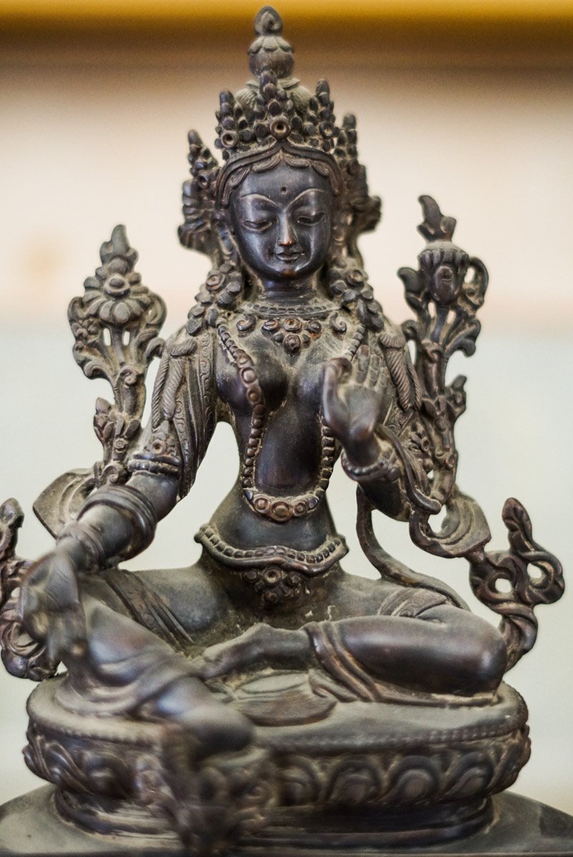 Copper Oxidized Green Tara Statue - Lucky Thanka