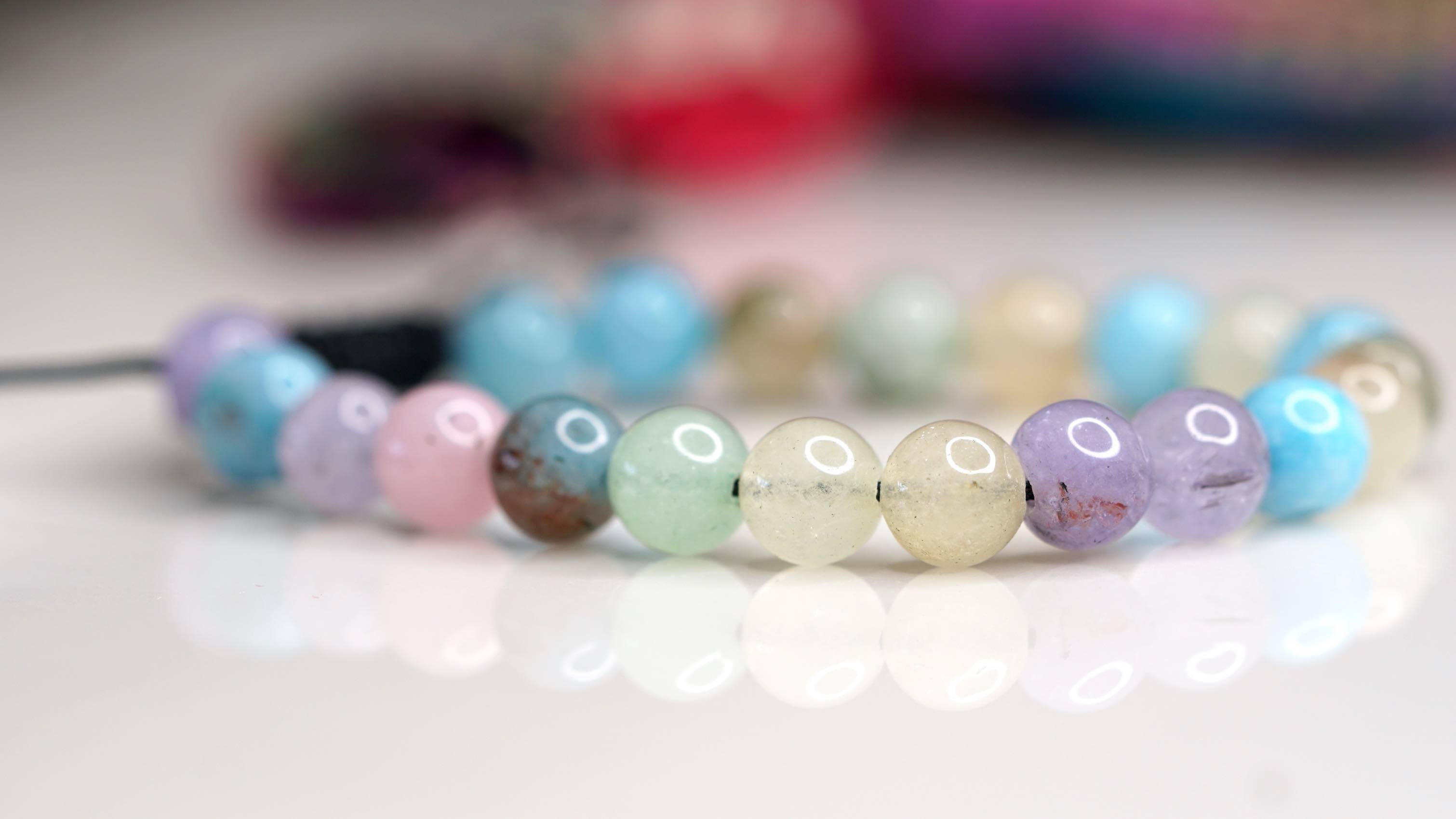 100% Natural Stone Wrist Mala Bracelet | Handmade Stretchable Bracelet - Lucky Thanka