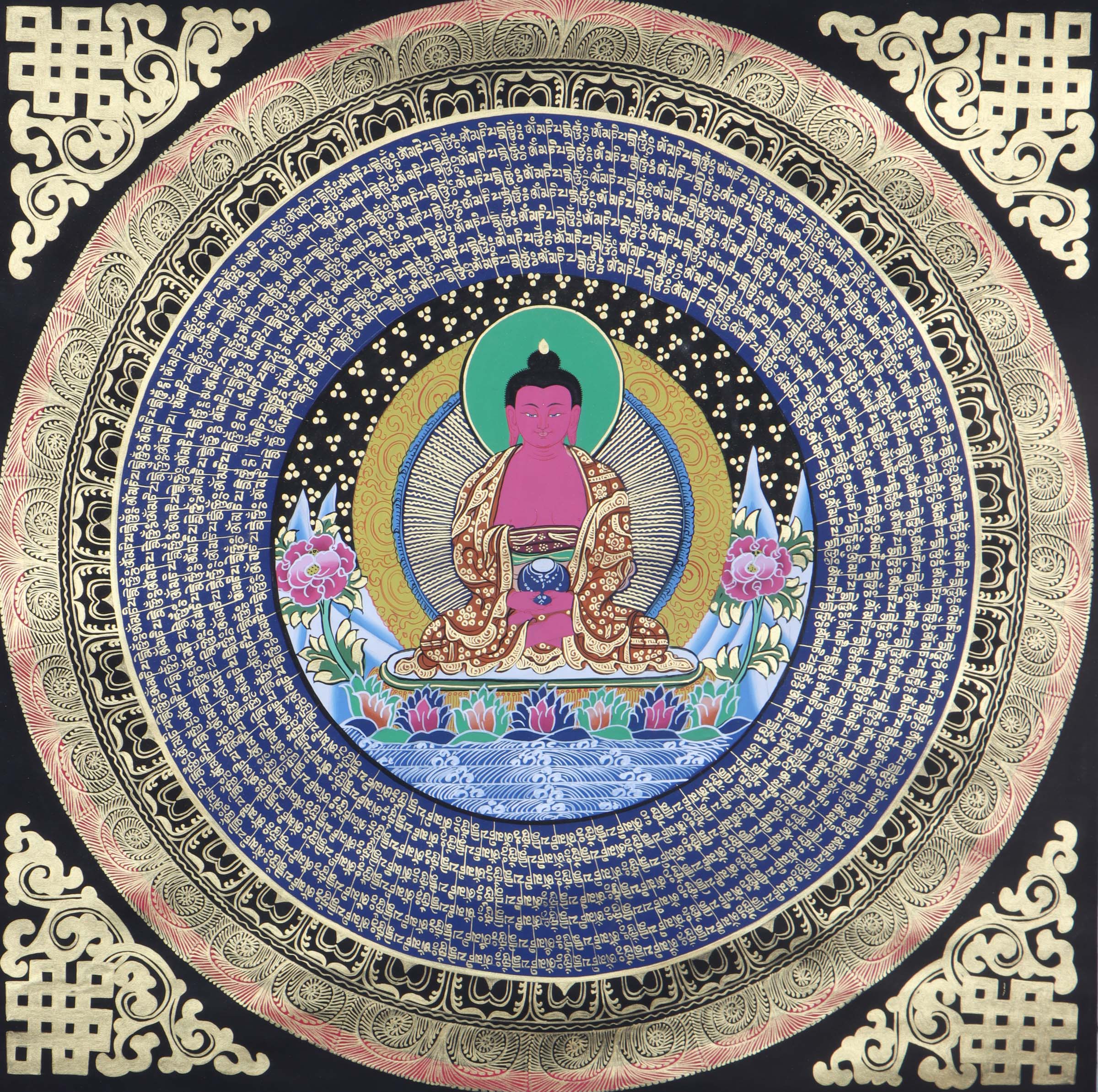 Handpainted Amitabha Buddha Mandala - Best handpainted thangka painting - LuckyThanka