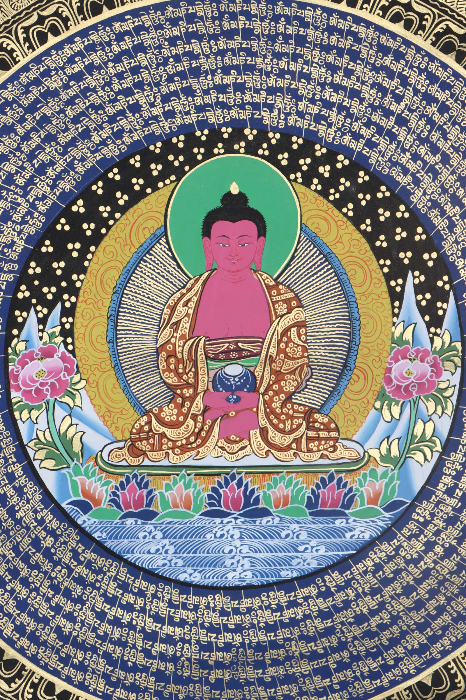 Handpainted Amitabha Buddha Mandala - Best handpainted thangka painting - LuckyThanka