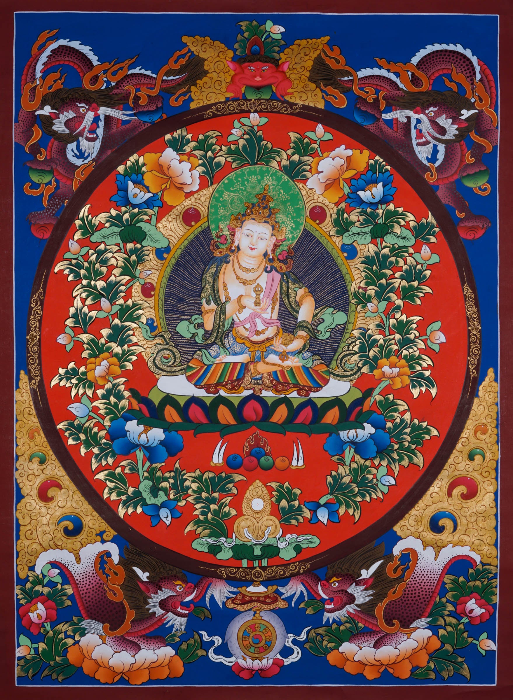 Bajrasattwa Thangka Painting - Best handpainted thangka painting - LuckyThanka