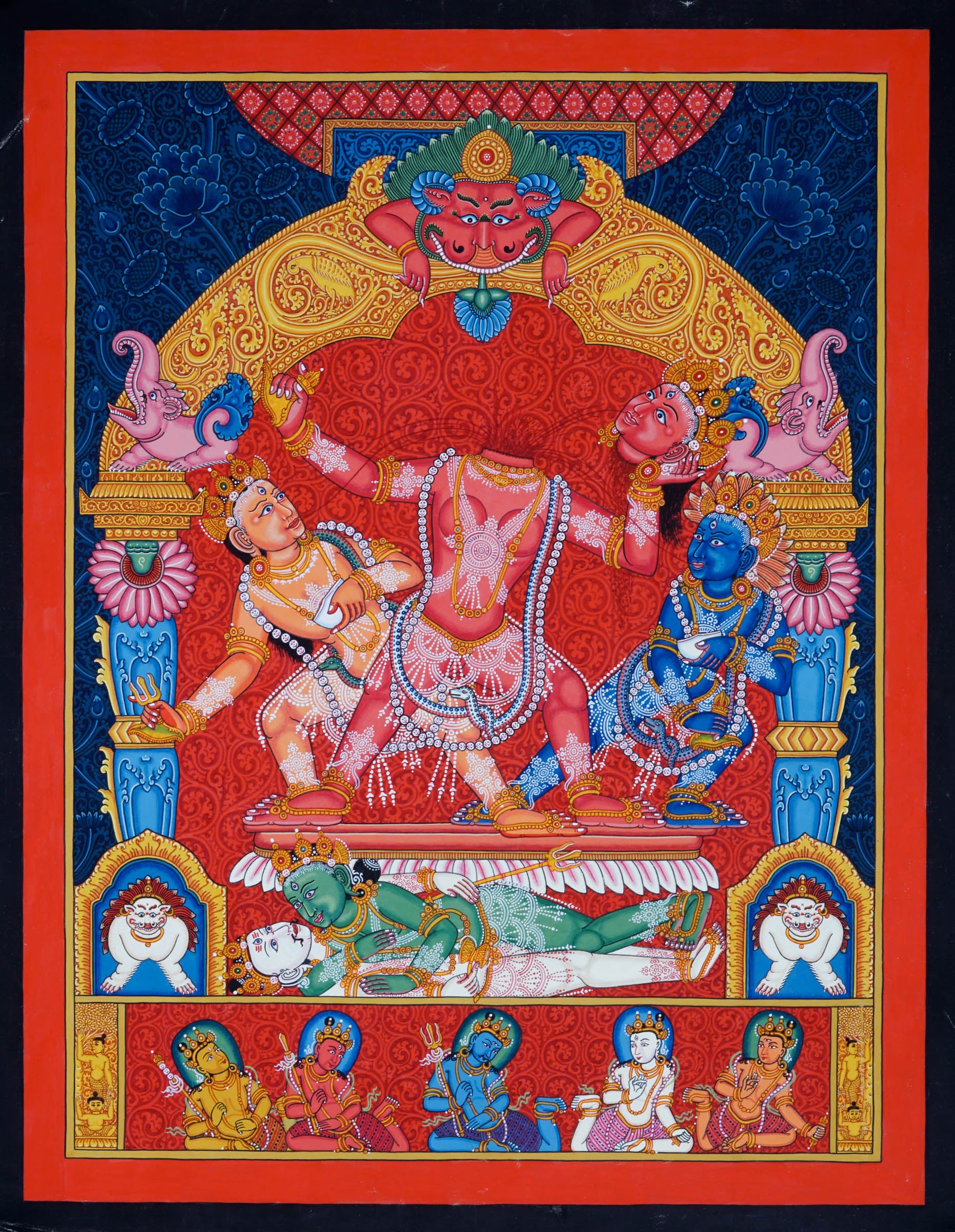 Wrathful deity - Chinnamasta Thangka - Best handpainted thangka painting - LuckyThanka