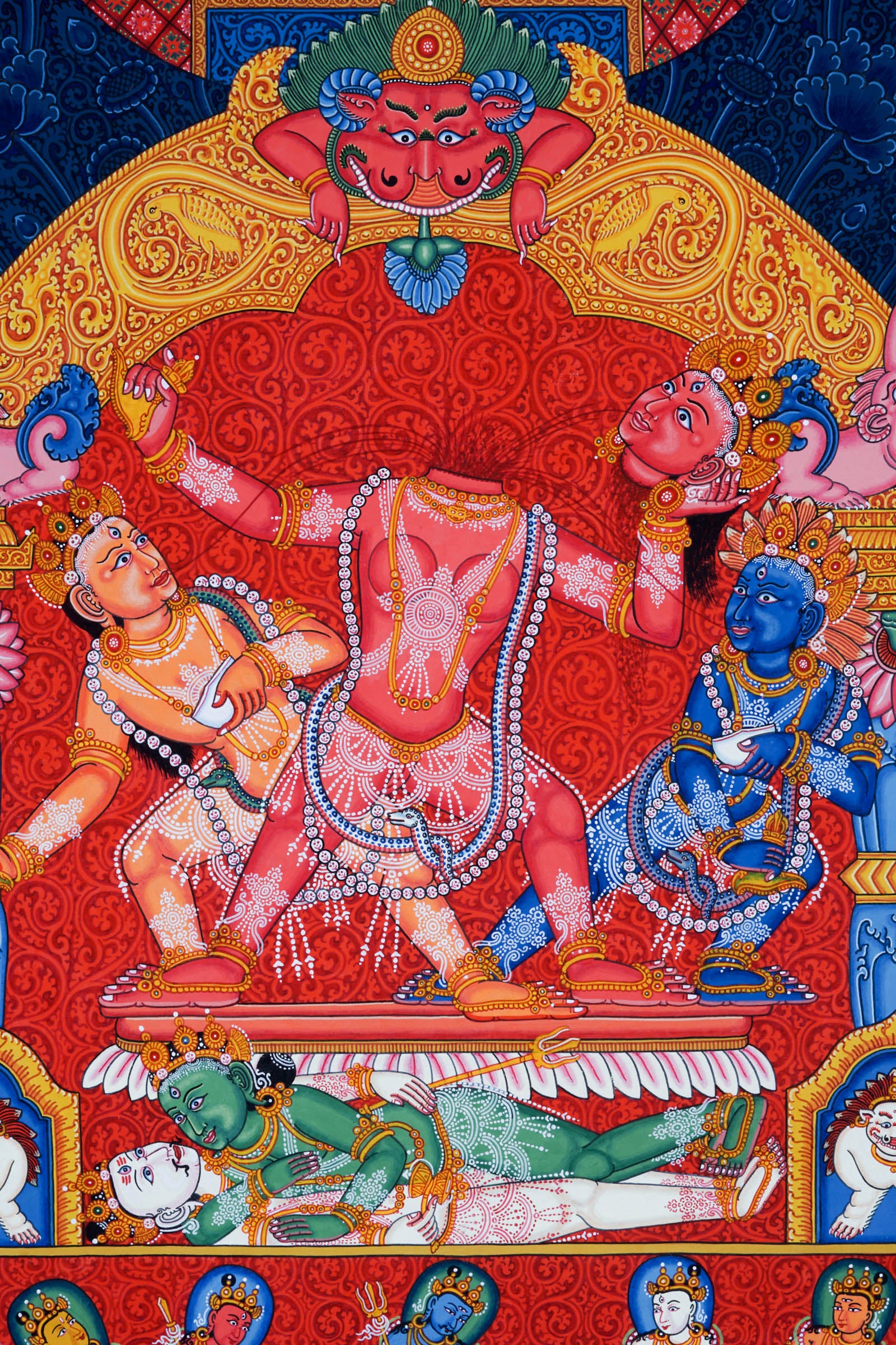 Wrathful deity - Chinnamasta Thangka - Best handpainted thangka painting - LuckyThanka