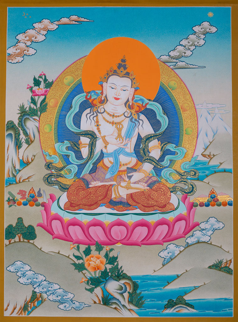 Beautiful Thangka Painting | Vajrasattva for Purification - Lucky Thanka