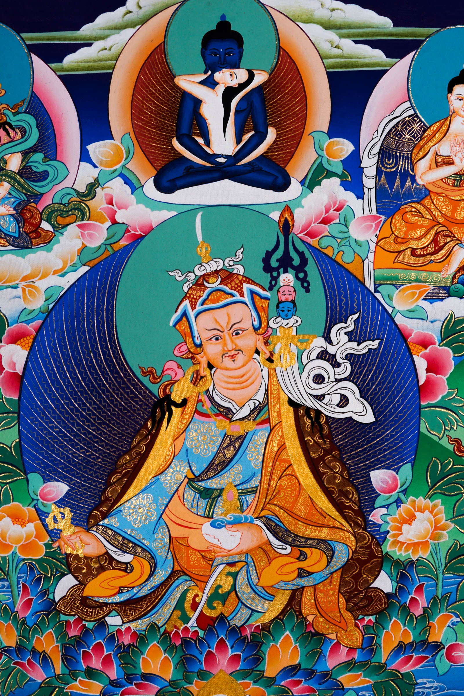 Guru Rinpoche Handmade Thangka - Best handpainted thangka painting - LuckyThanka