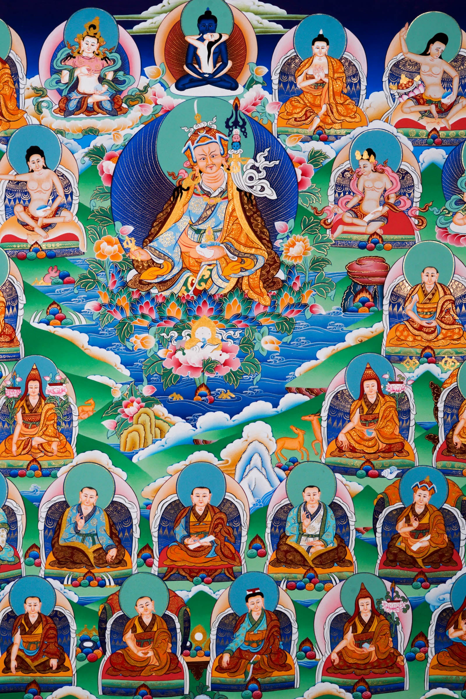 Guru Rinpoche Handmade Thangka - Best handpainted thangka painting - LuckyThanka