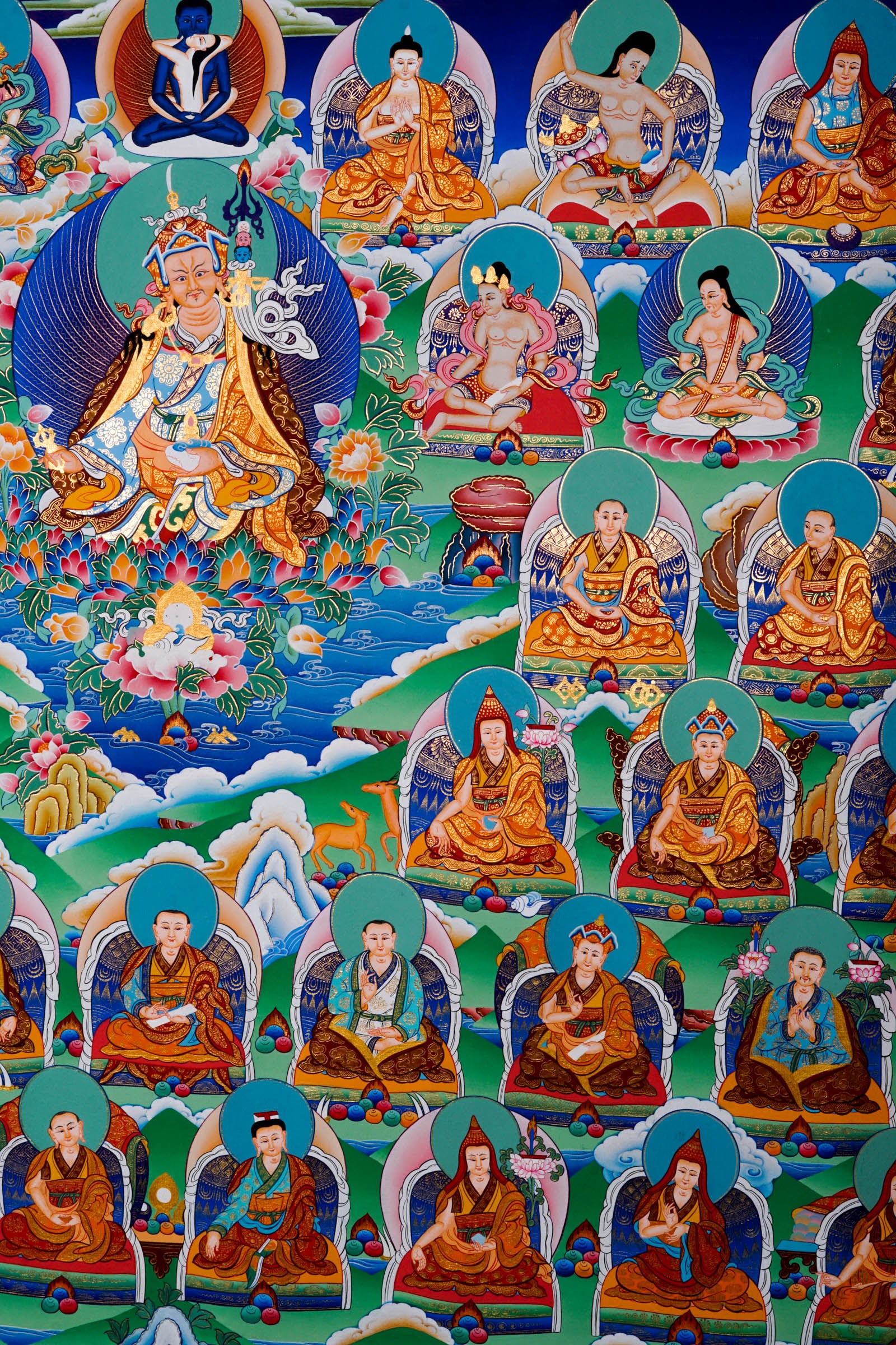 Guru Rinpoche Handmade Thangka - Best handpainted thangka painting - LuckyThanka