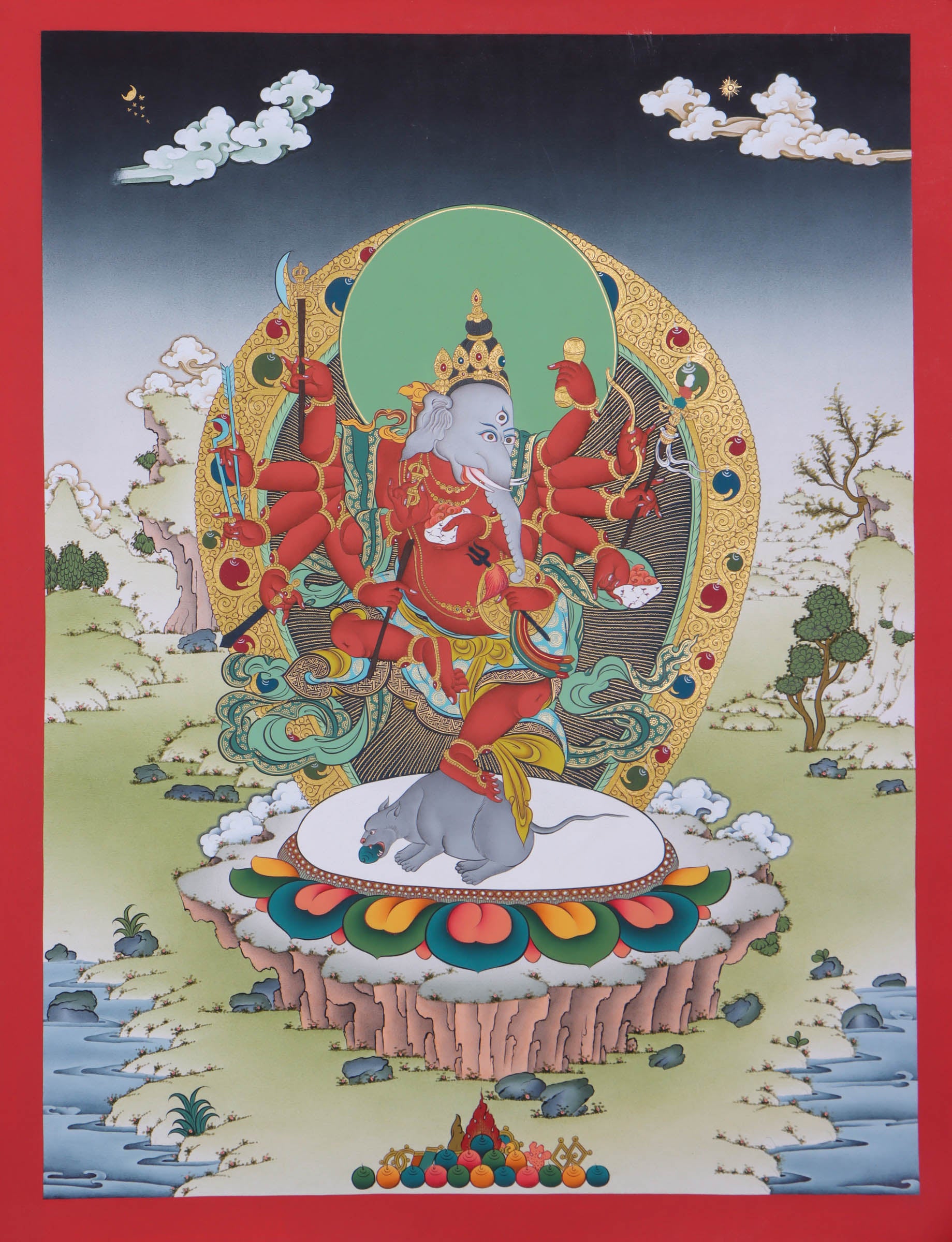 Shri Ganesh Thangka Painting - Lucky Thanka