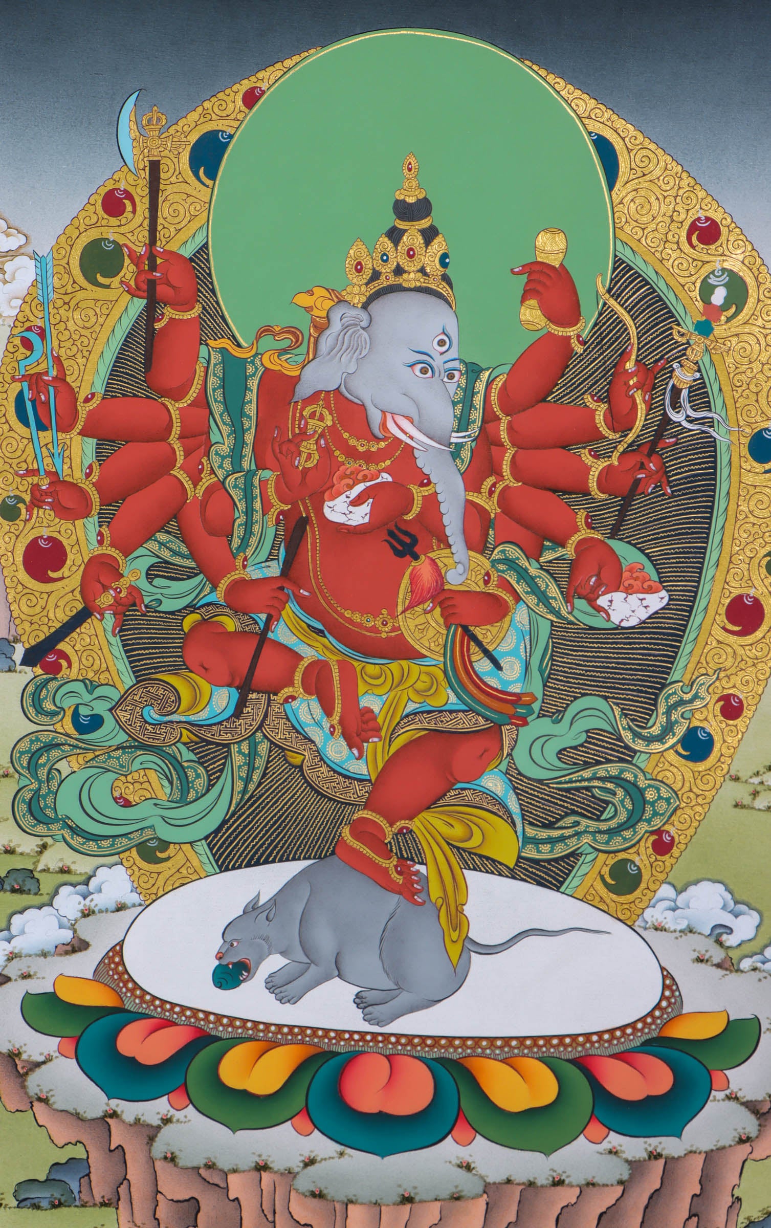 Shri Ganesh Thangka Painting - Lucky Thanka