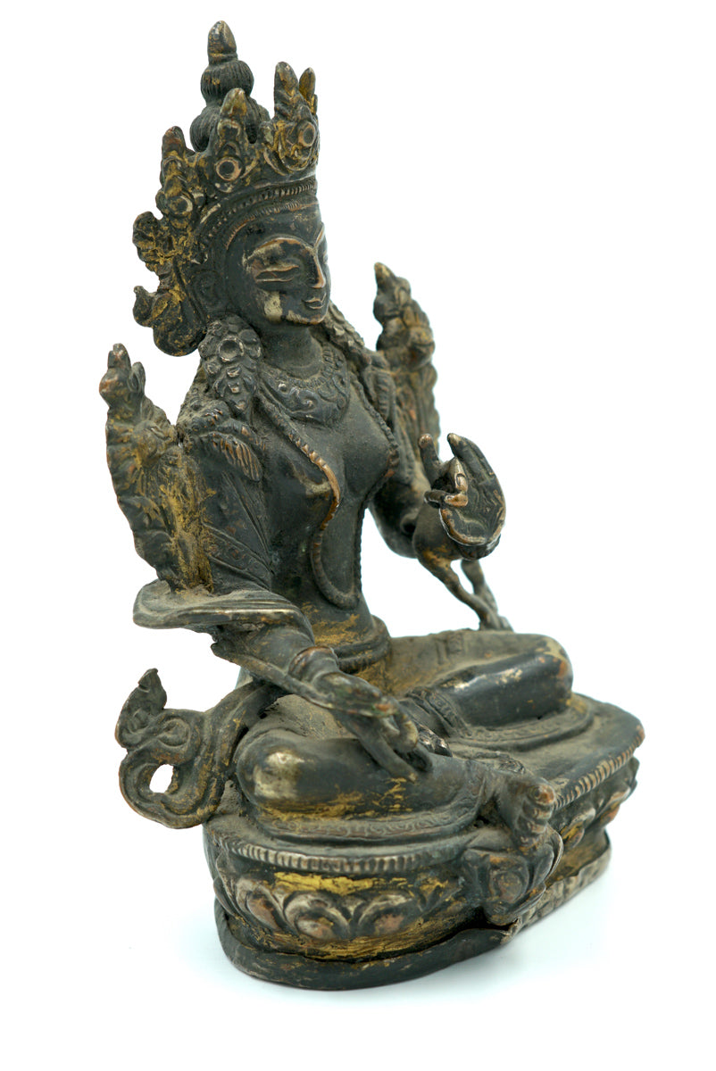 Brass Metal Green Tara Statue - Lucky Thanka