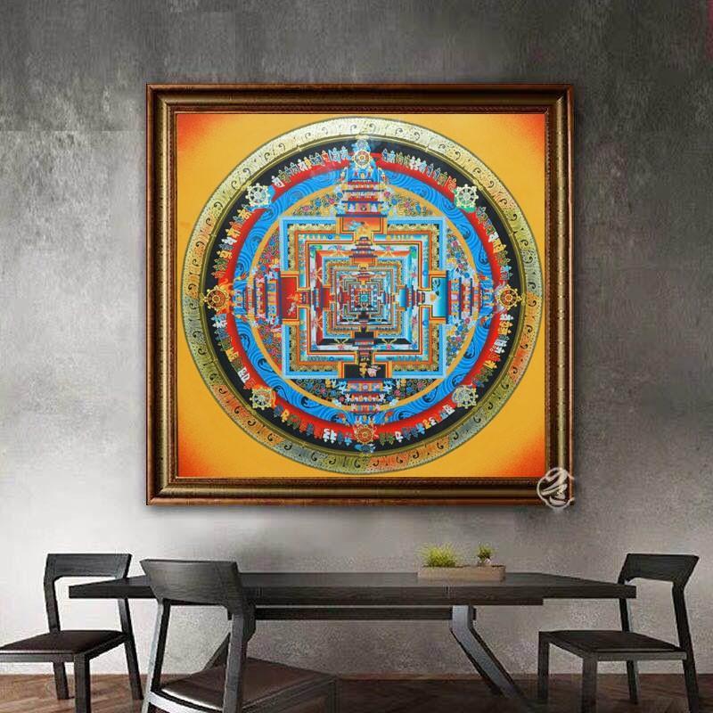 Gold Kalachakra Mandala for Good Luck and Happiness - Lucky Thanka