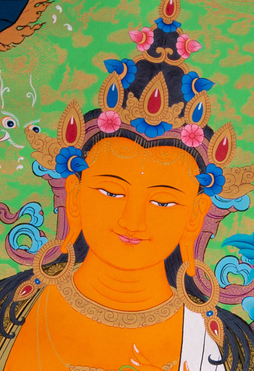 Manjushri Thangka Painting from Nepal - Lucky Thanka
