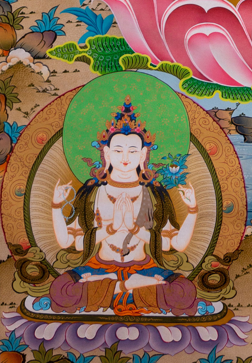 Manjushri Thangka Painting from Nepal - Lucky Thanka