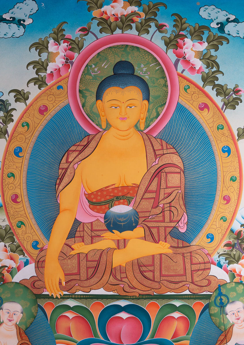 Shakyamuni Buddha Large size Thangka painting | Wall Hanging Tibetan Art - Lucky Thanka