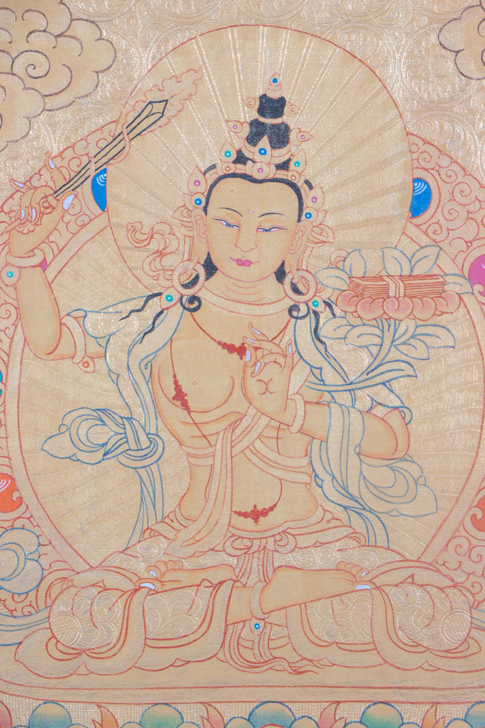 Manjushri Fully Gold Thangka - Lucky Thanka
