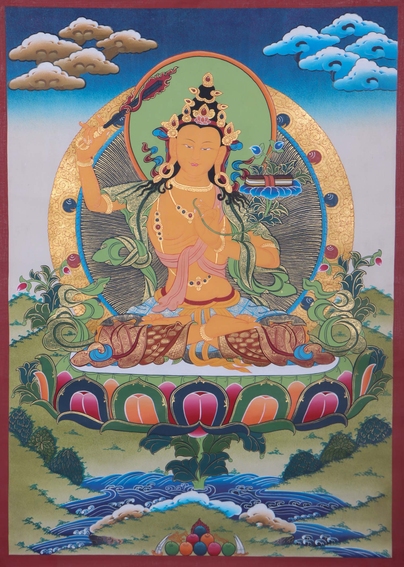 Genuine Hand art of Manjushri - Lucky Thanka