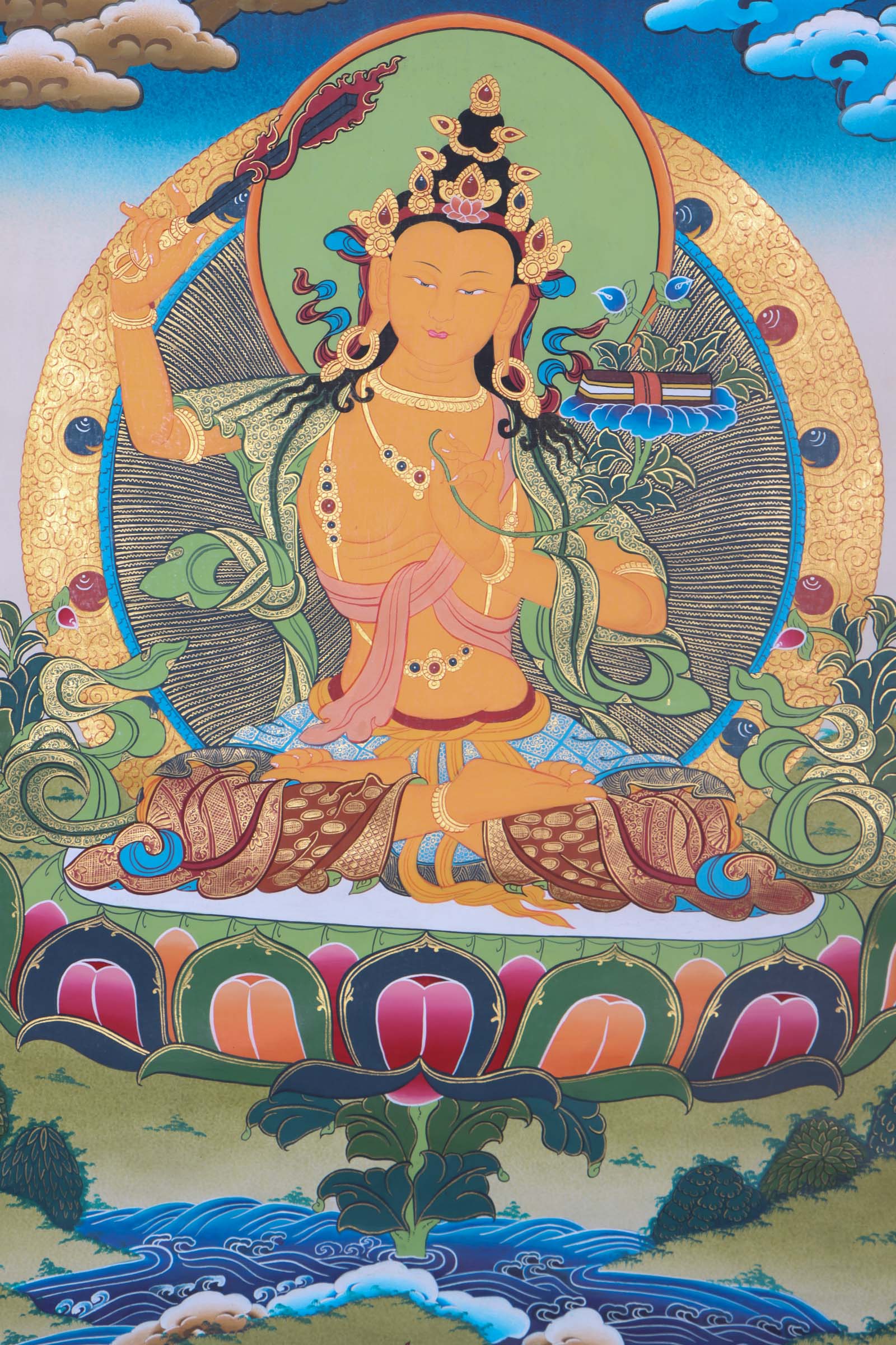 Genuine Hand art of Manjushri - Lucky Thanka