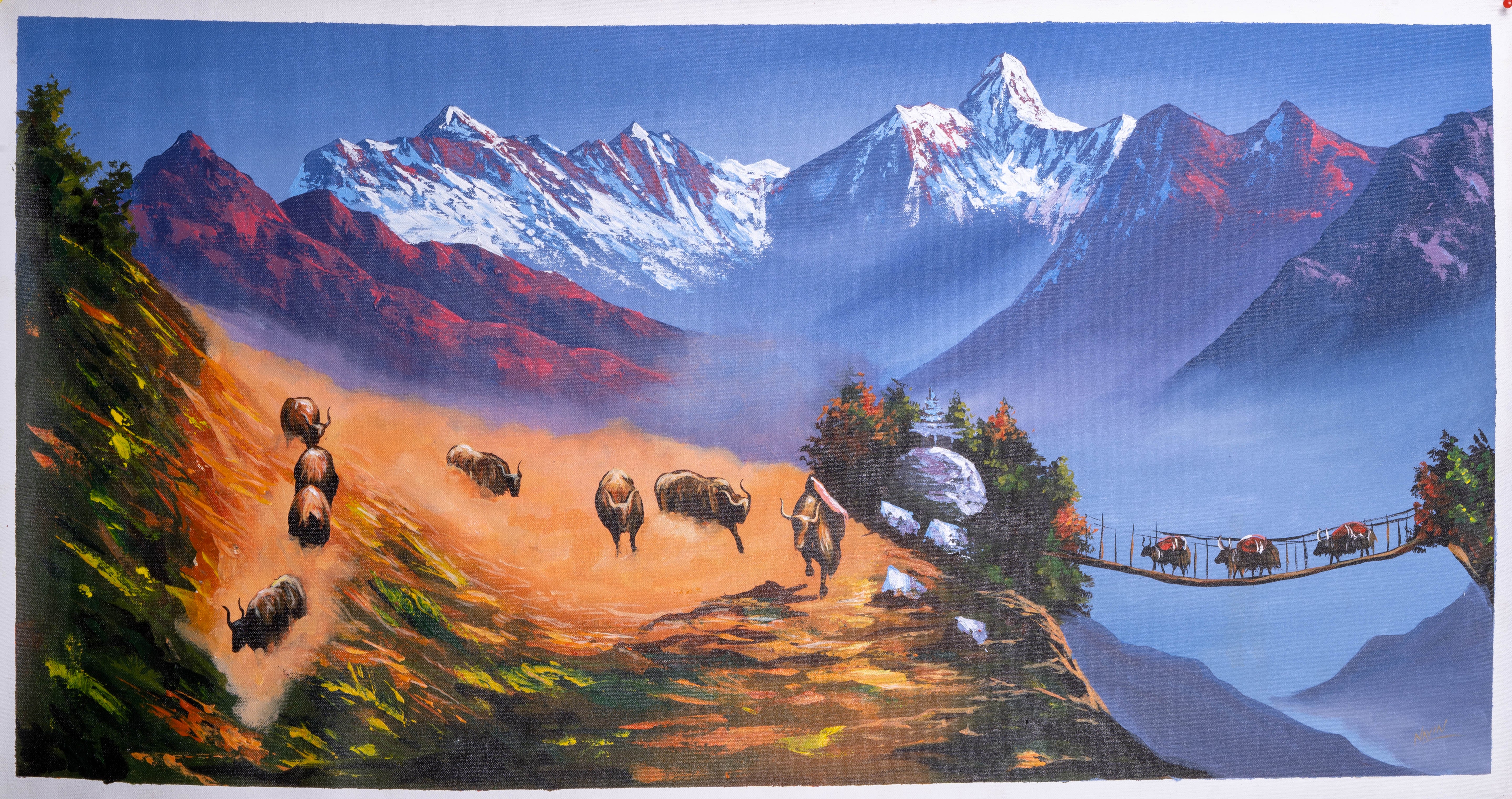 Oil painting of Mount Everest - Lucky Thanka