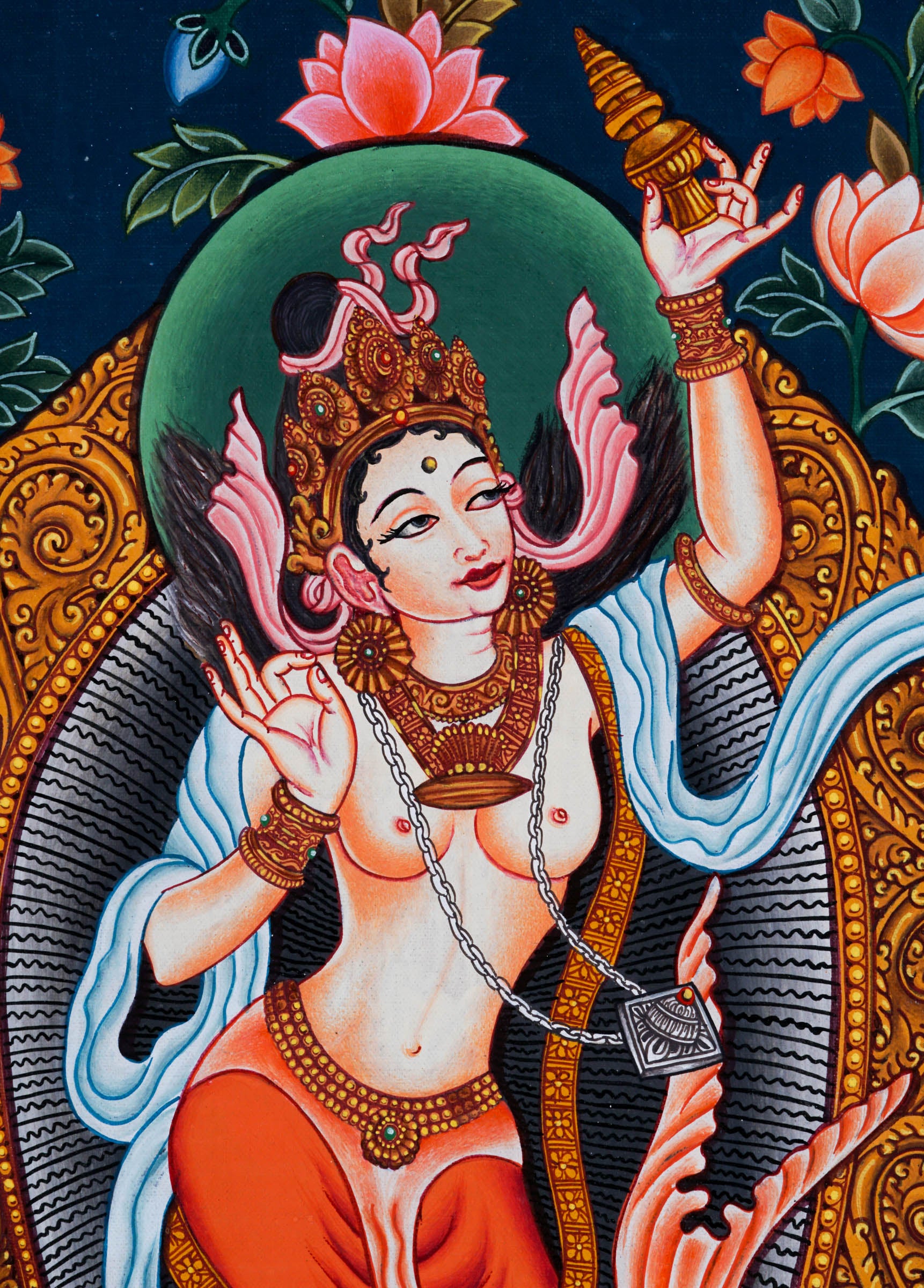 Newari Style - Laxmi Thangka - Best handpainted thangka painting - LuckyThanka