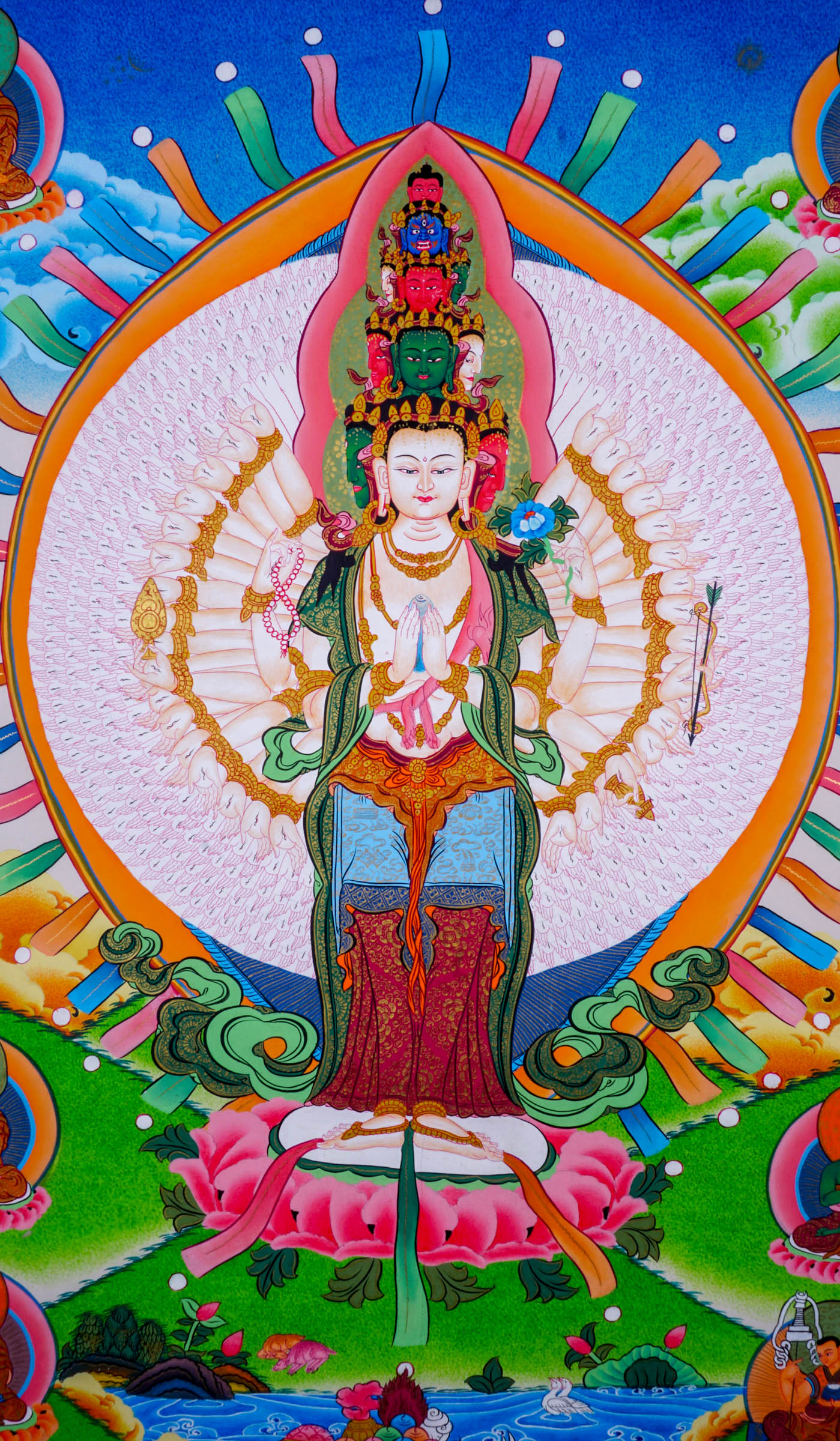 Avalokiteshvara with Mantra - Lucky Thanka