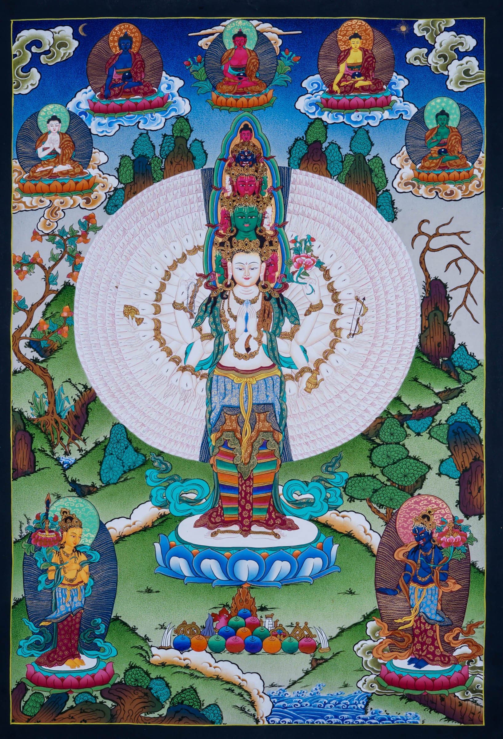 Avalokiteshvara Thangka Painting - Best handpainted thangka painting - LuckyThanka