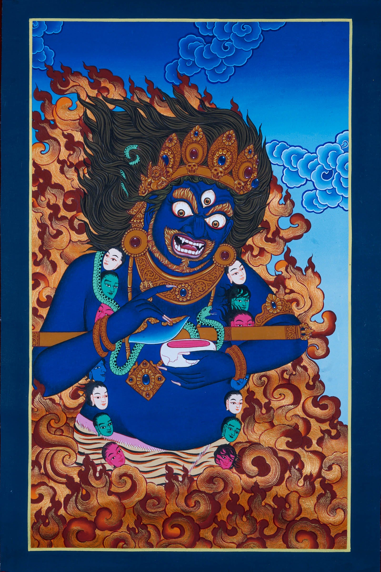 Handpainted Mahakala Thangka painting - Best handpainted thangka painting - LuckyThanka-