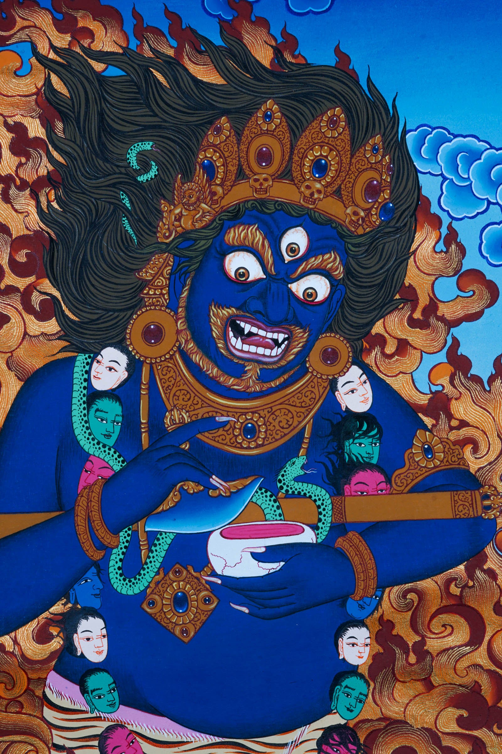 Handpainted Mahakala Thangka painting - Best handpainted thangka painting - LuckyThanka-