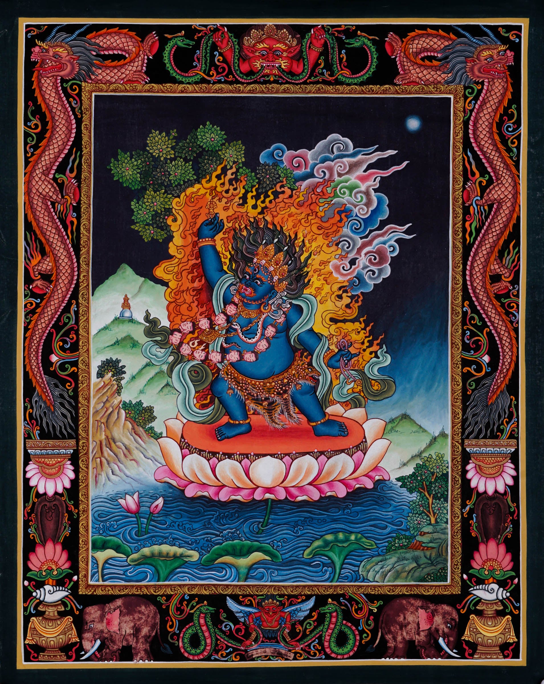 Wrathful deity - Mahakala Thangka - Best handpainted thangka painting - LuckyThanka