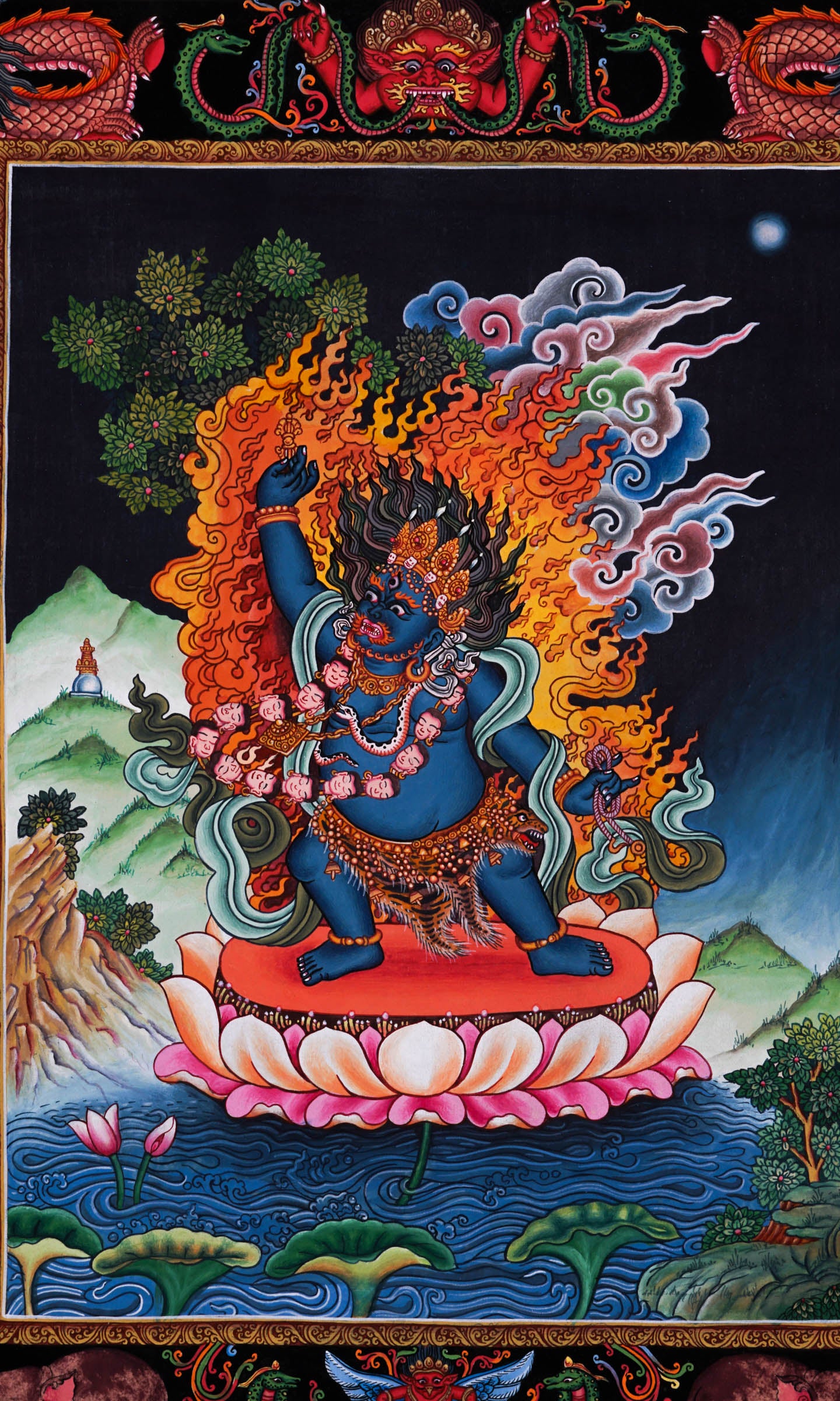 Wrathful deity - Mahakala Thangka - Best handpainted thangka painting - LuckyThanka