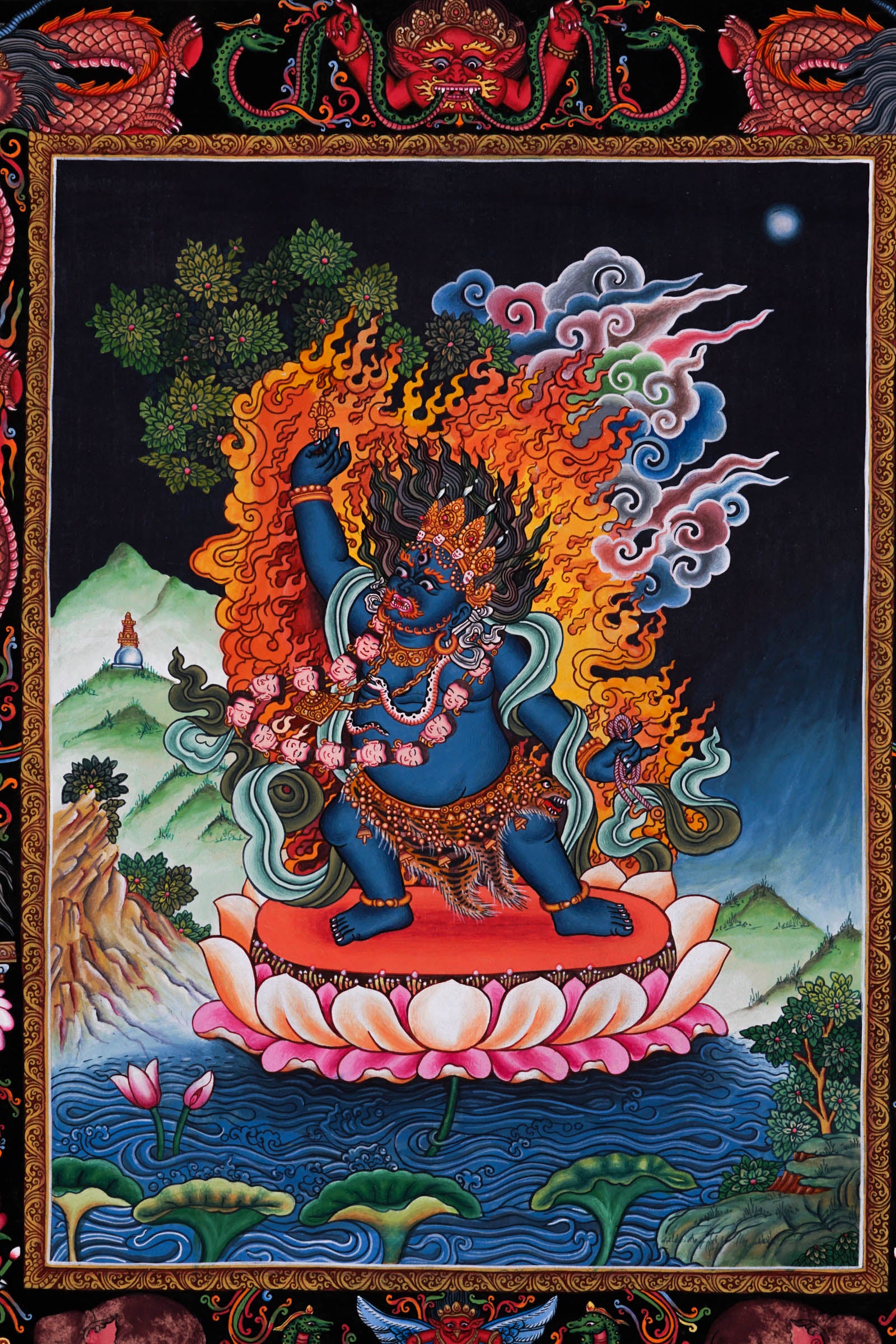 Wrathful deity - Mahakala Thangka - Best handpainted thangka painting - LuckyThanka