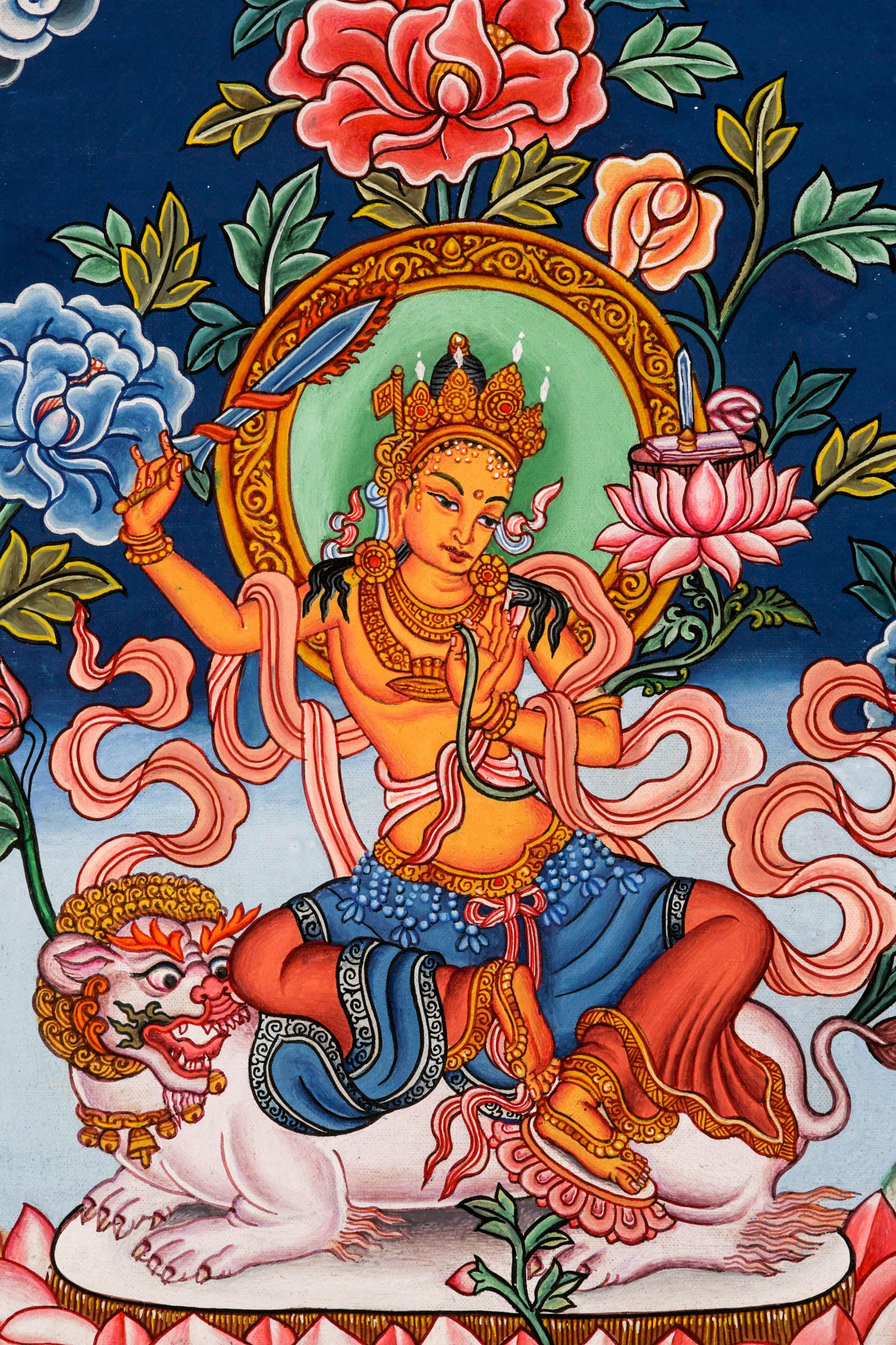 Manjushri Newari Thangka - Best handpainted thangka painting - LuckyThanka