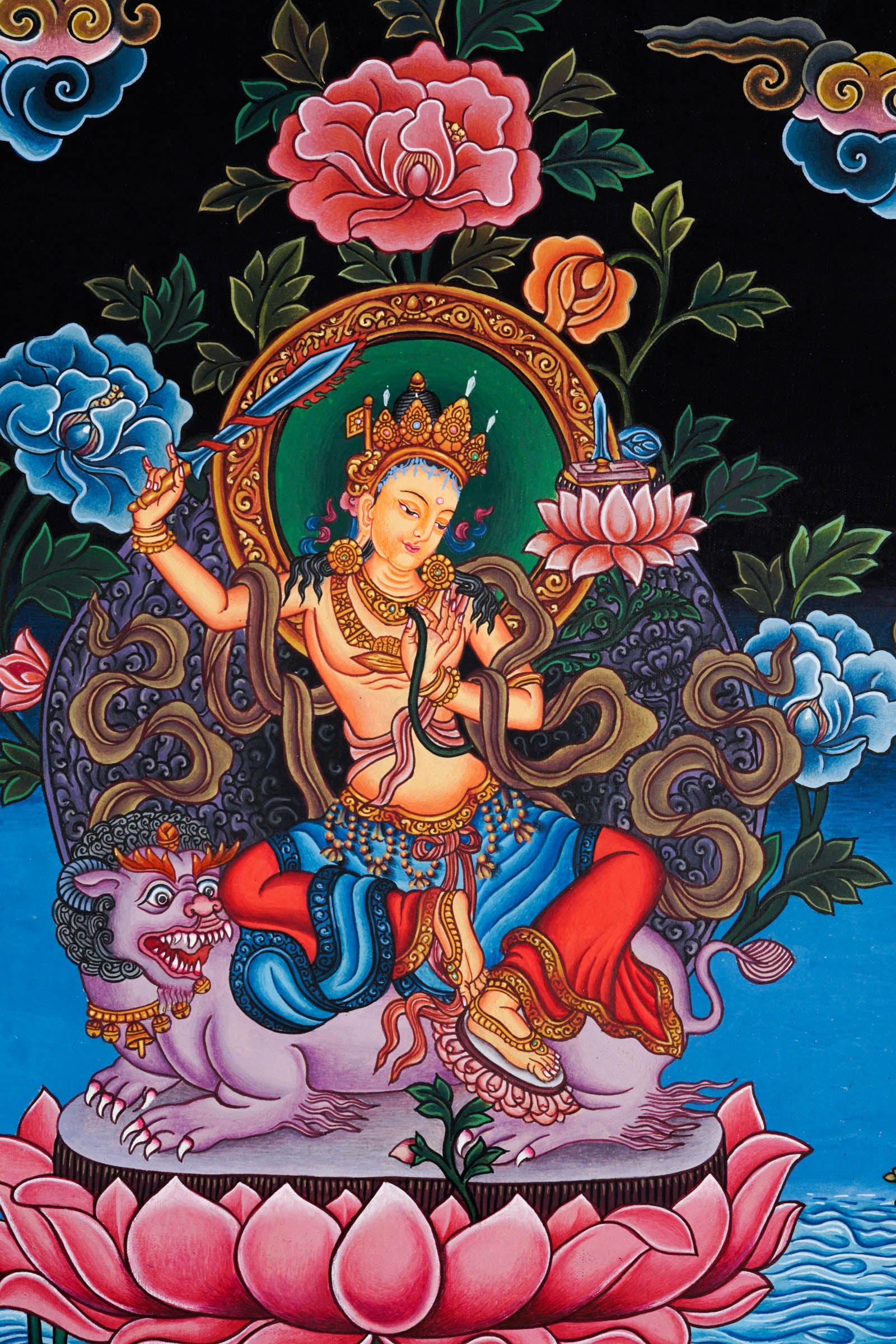 Manjushri Newari Thangka - Best handpainted thangka painting - LuckyThanka