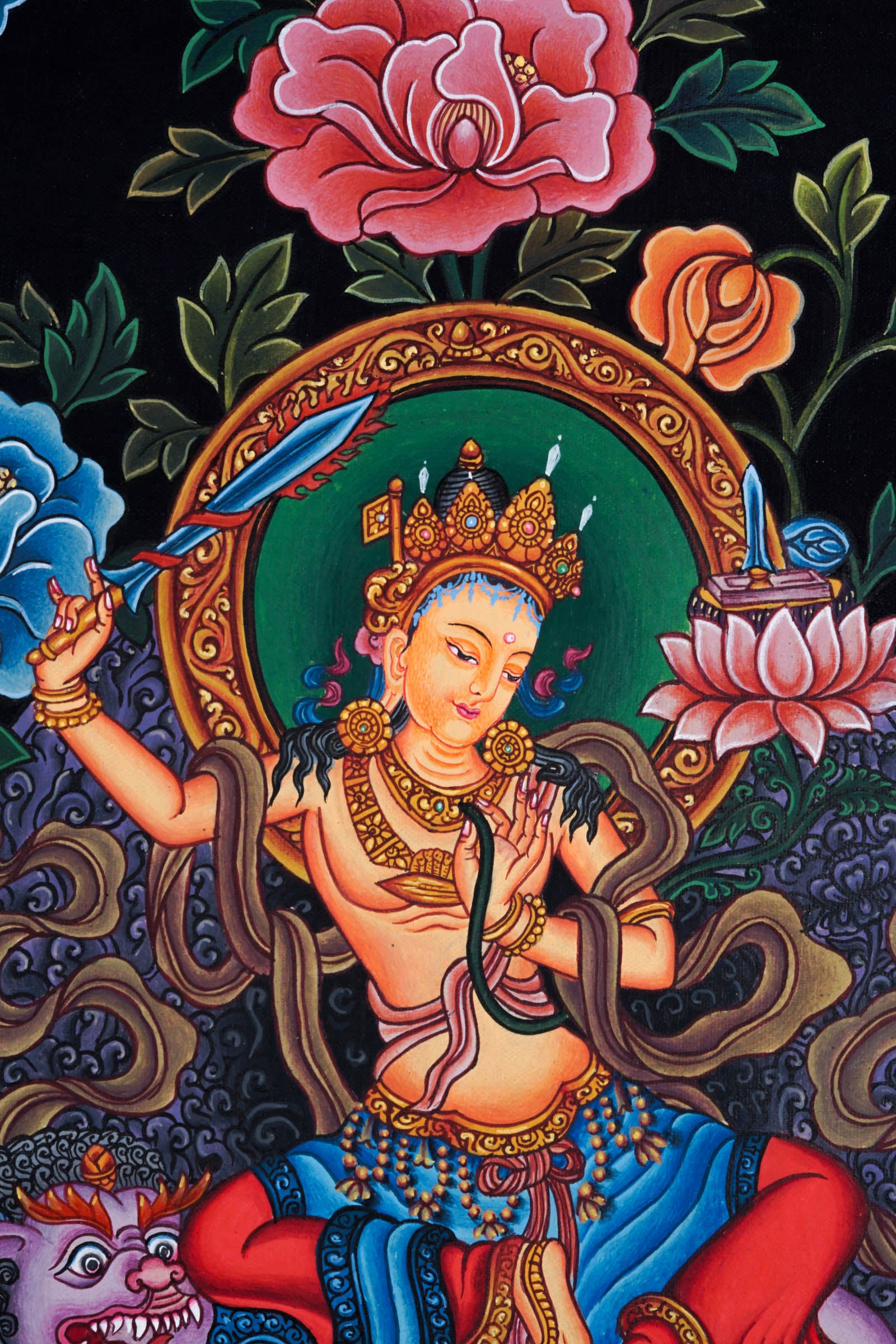 Manjushri Newari Thangka - Best handpainted thangka painting - LuckyThanka