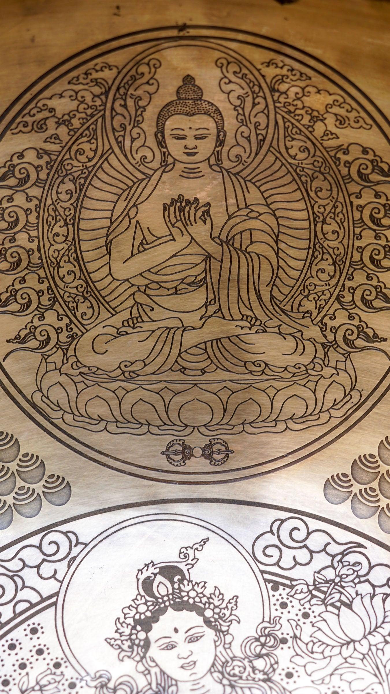 Green Tara Carved Singing Bowl - Handcrafted by skillful artisan - Lucky Thanka