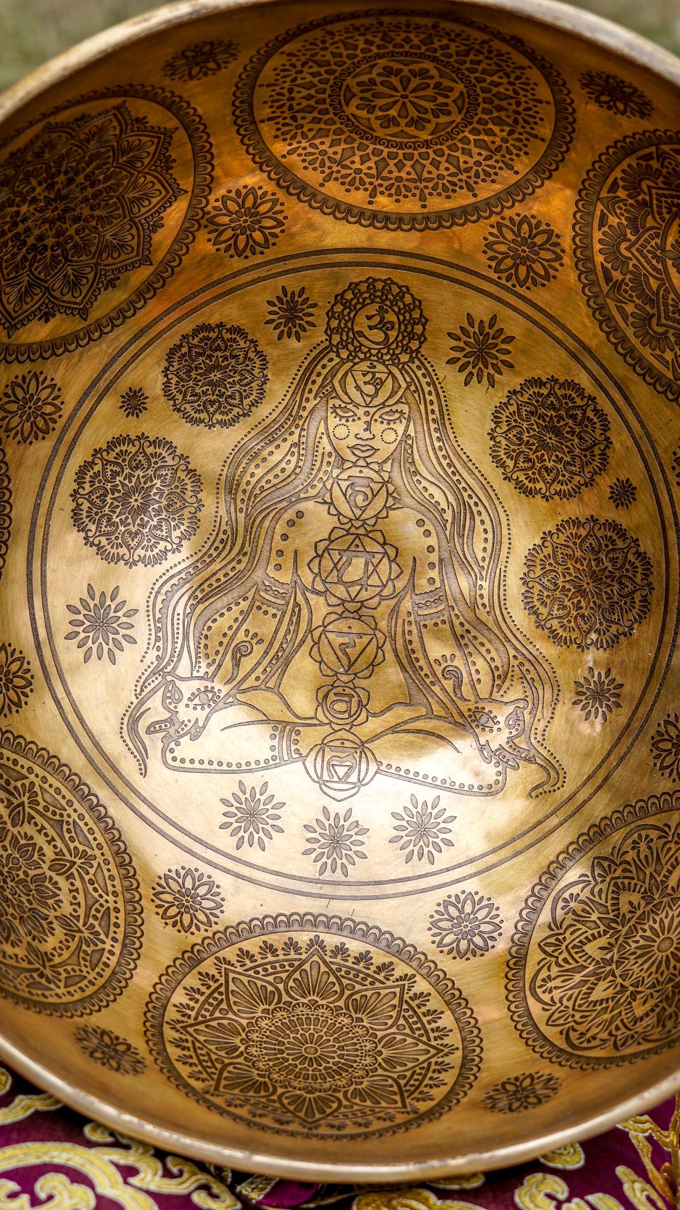 Seven Chakra Engraved Singing Bowl - Chakra healing - Lucky Thanka