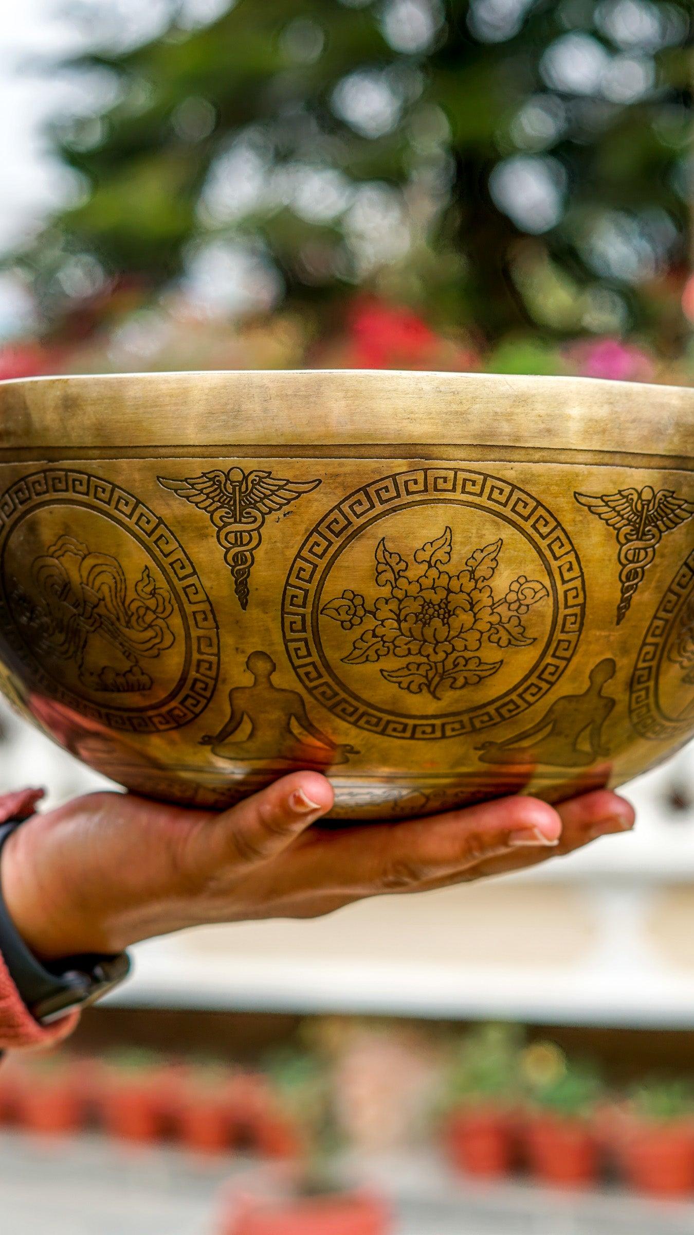 Seven Chakra Engraved Singing Bowl - Chakra healing - Lucky Thanka