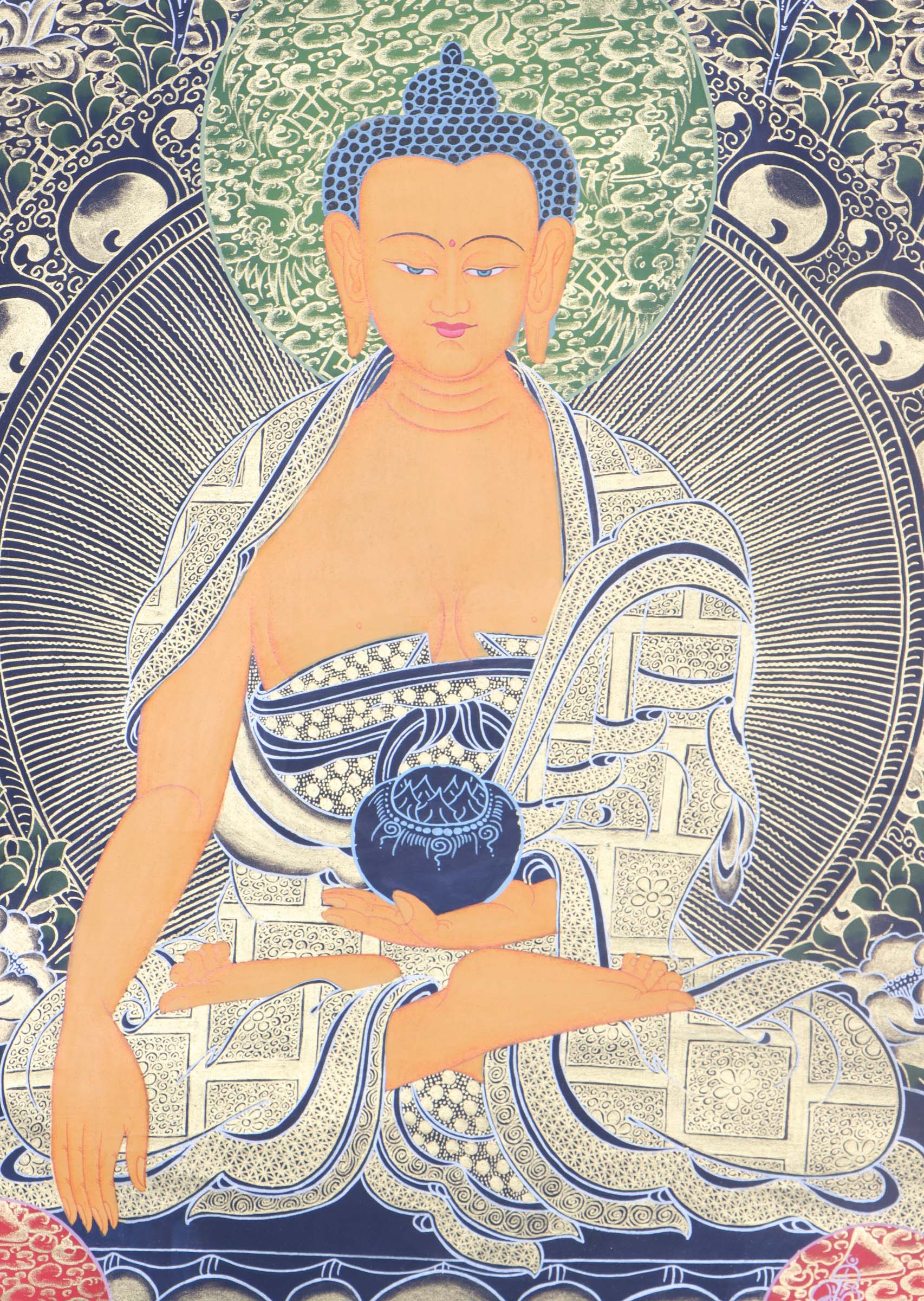 Handpainted Shakyamuni Buddha Thangka - Lucky Thanka