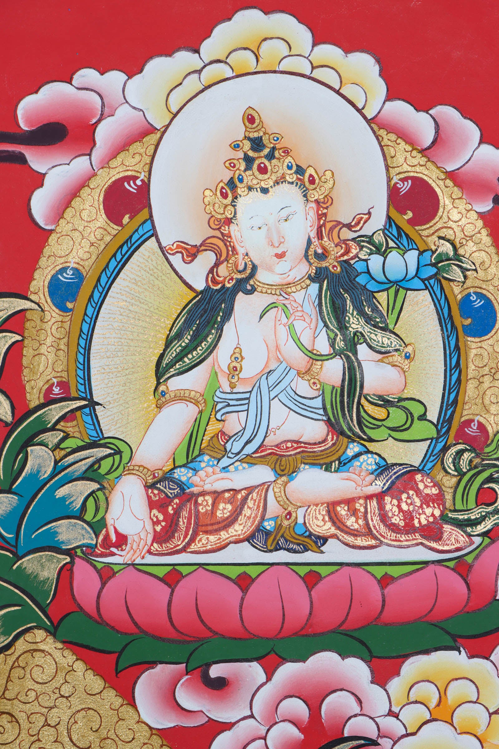 Singh Manjushri Thangka - Handpainted Thangka - Lucky Thanka