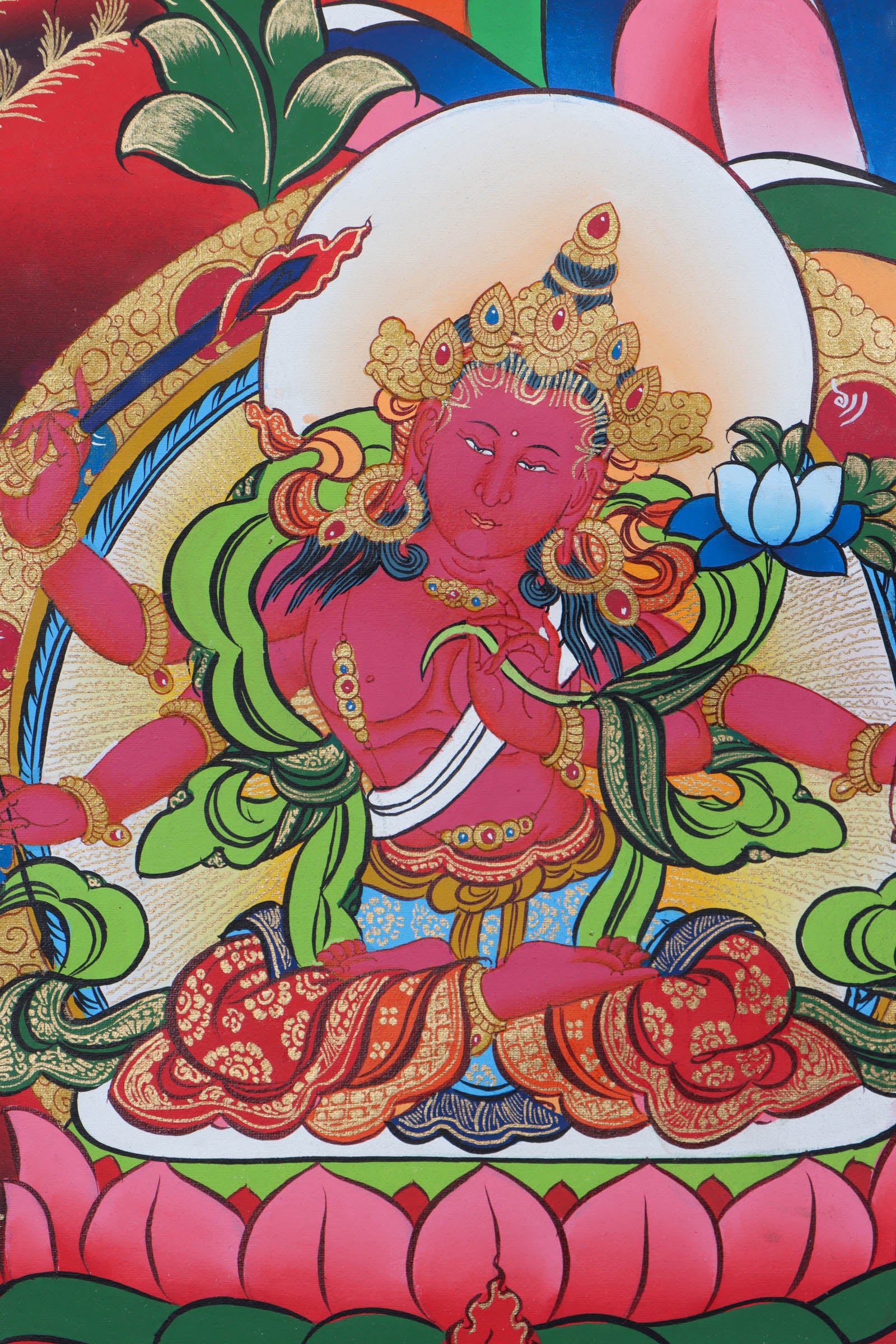 Singh Manjushri Thangka - Handpainted Thangka - Lucky Thanka