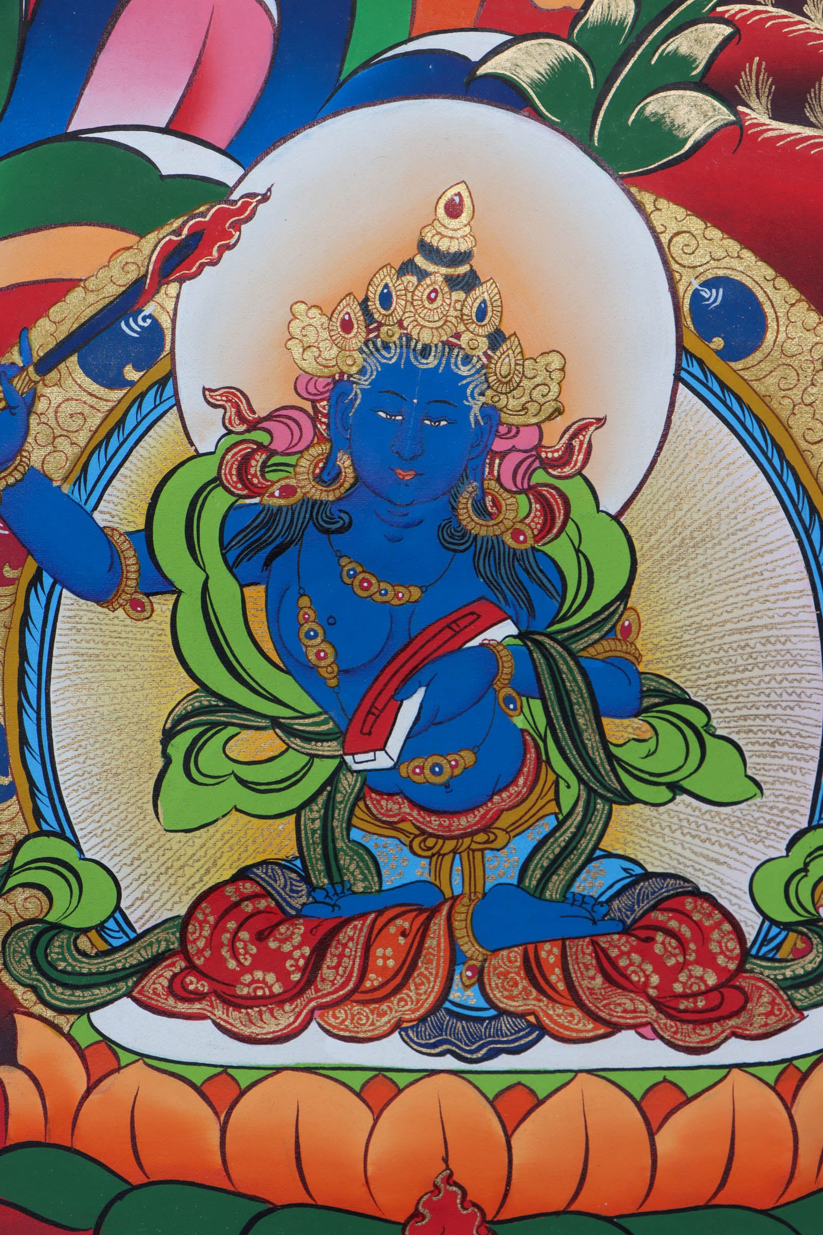 Singh Manjushri Thangka - Handpainted Thangka - Lucky Thanka