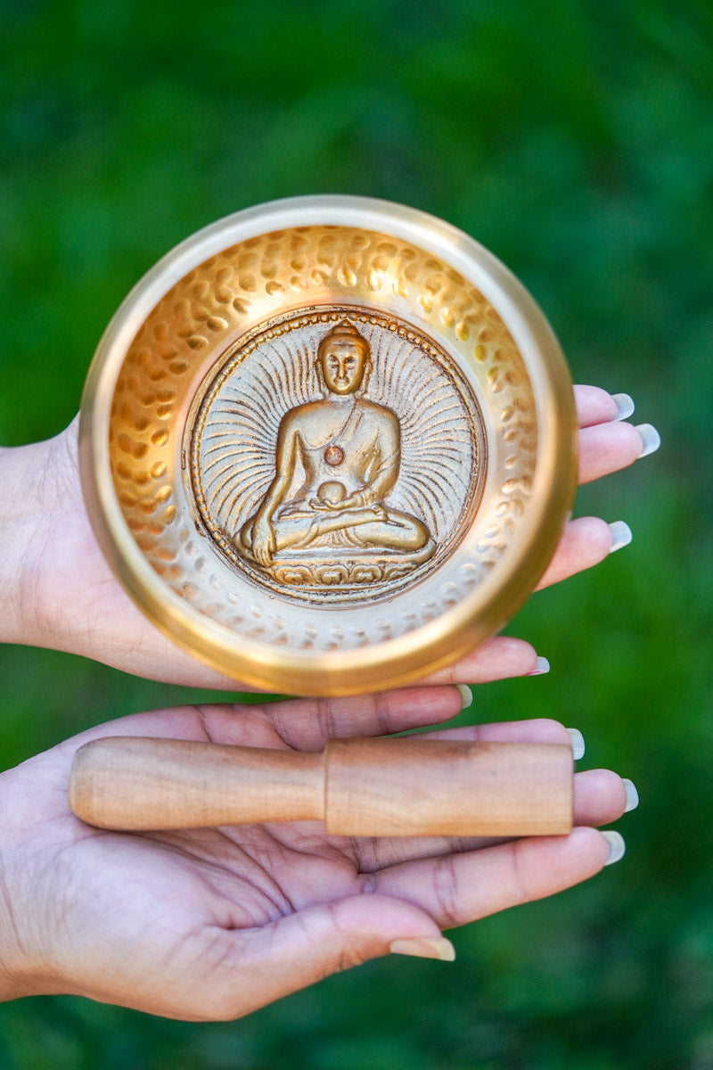 Shakyamuni Buddha Carved Singing Bowl - Lucky Thanka