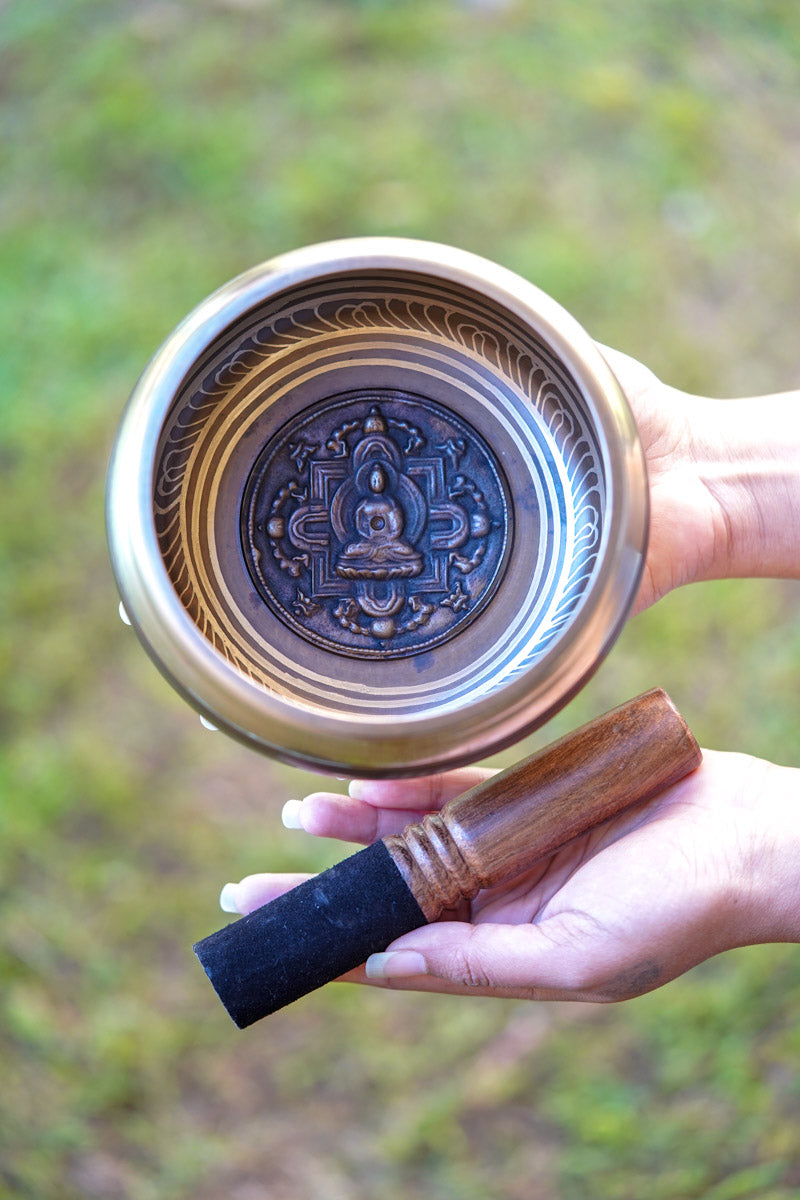 Buddha Mandala Carved Singing Bowl - Lucky Thanka