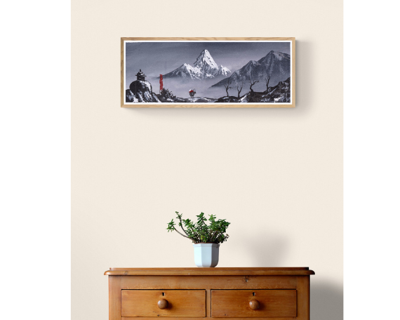 Mt. Ama Dablam back view Oil Painting - Lucky Thanka