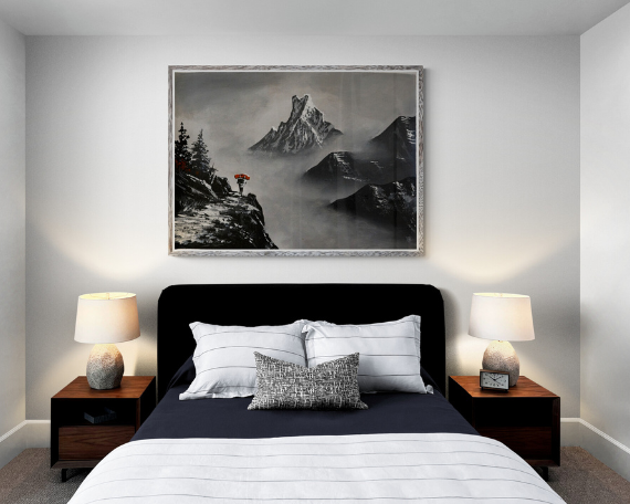Hand made painting of Mount Fish Tail on canvas- Nepalese Mountain Landscape  for  aesthetic home decor- Wall hanging, Decor, Nature