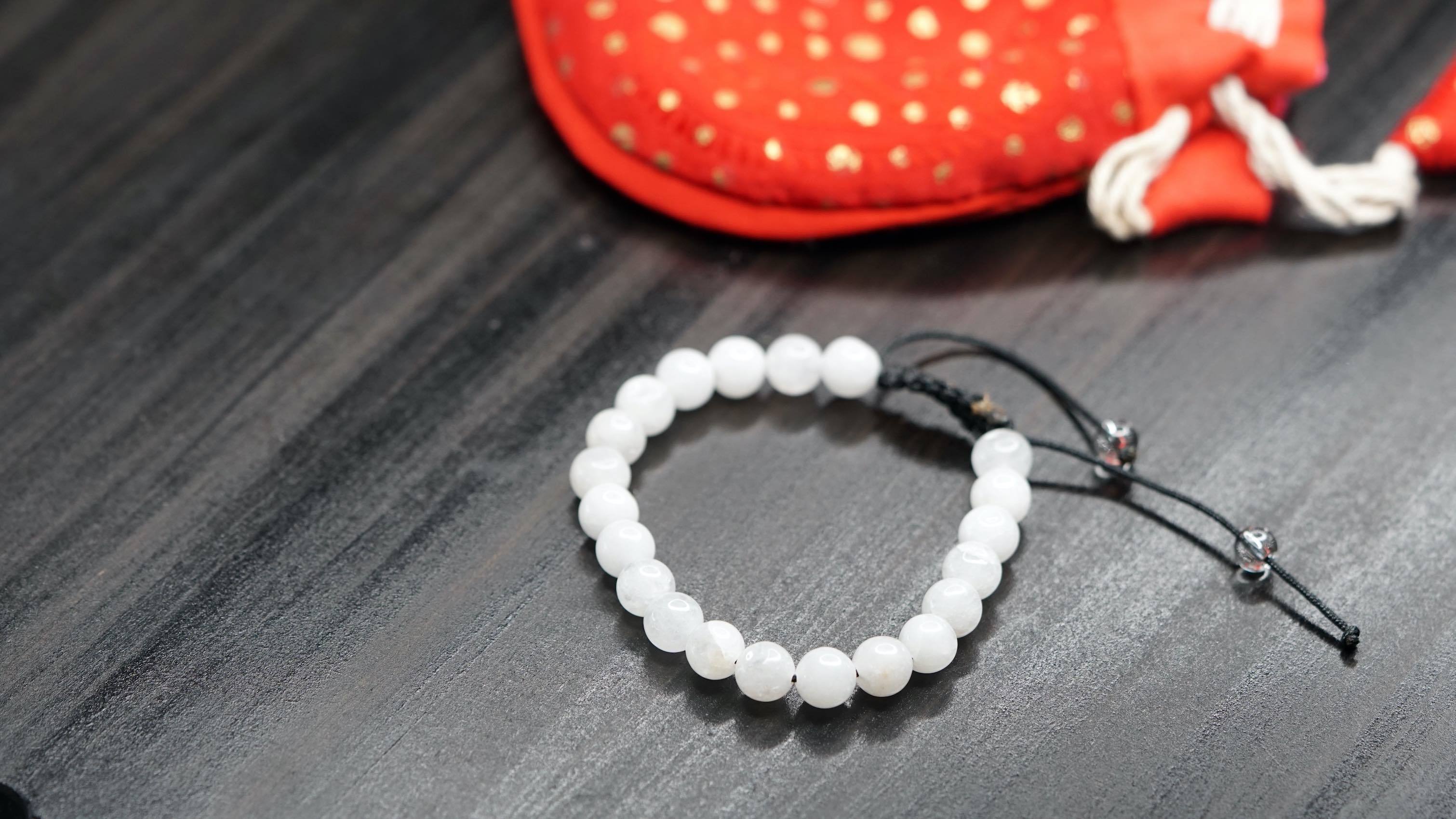 White Jade Stretchable Bracelet - Lucky Thanka