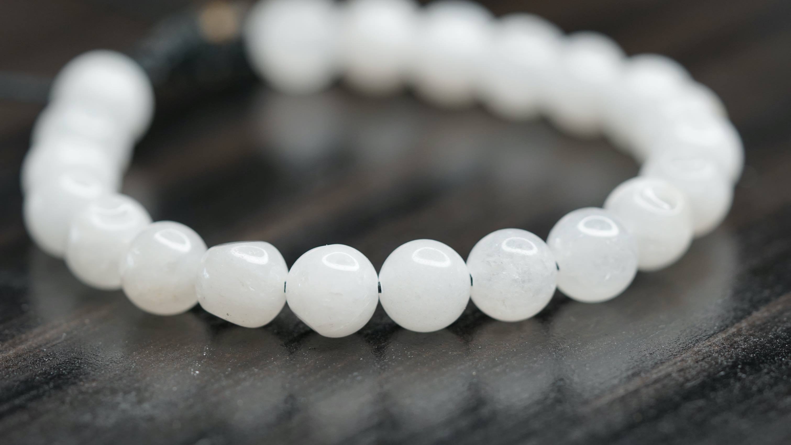 White Jade Stretchable Bracelet - Lucky Thanka