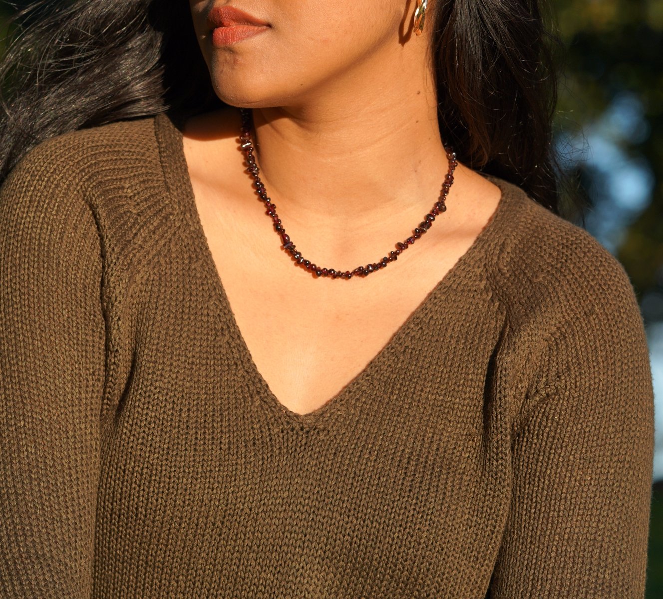 Red Garnet Chips necklace - Lucky Thanka