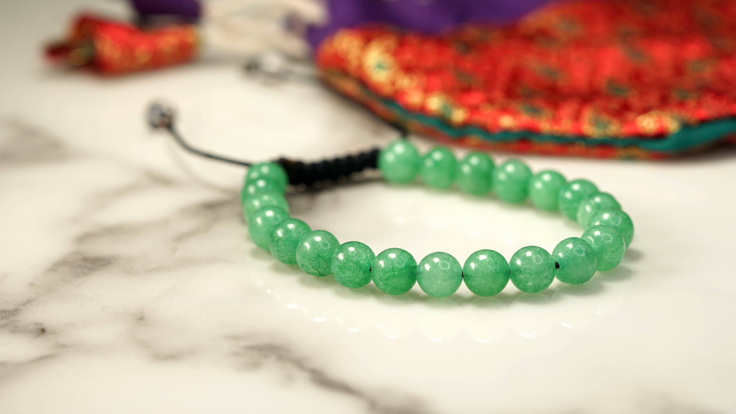 Jade Bracelet for Heart Chakra | Handmade Wrist Mala - Lucky Thanka