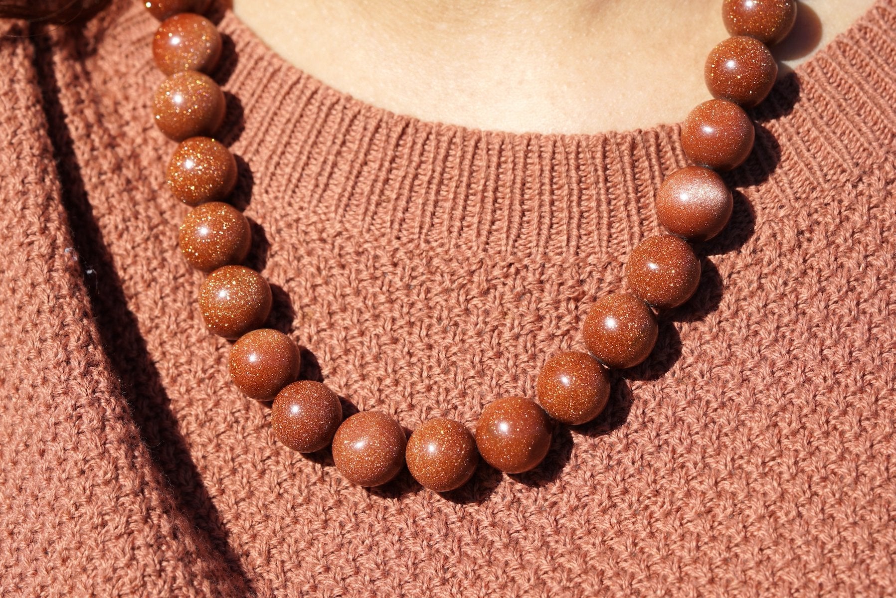 Gold Stone beaded necklace - Lucky Thanka